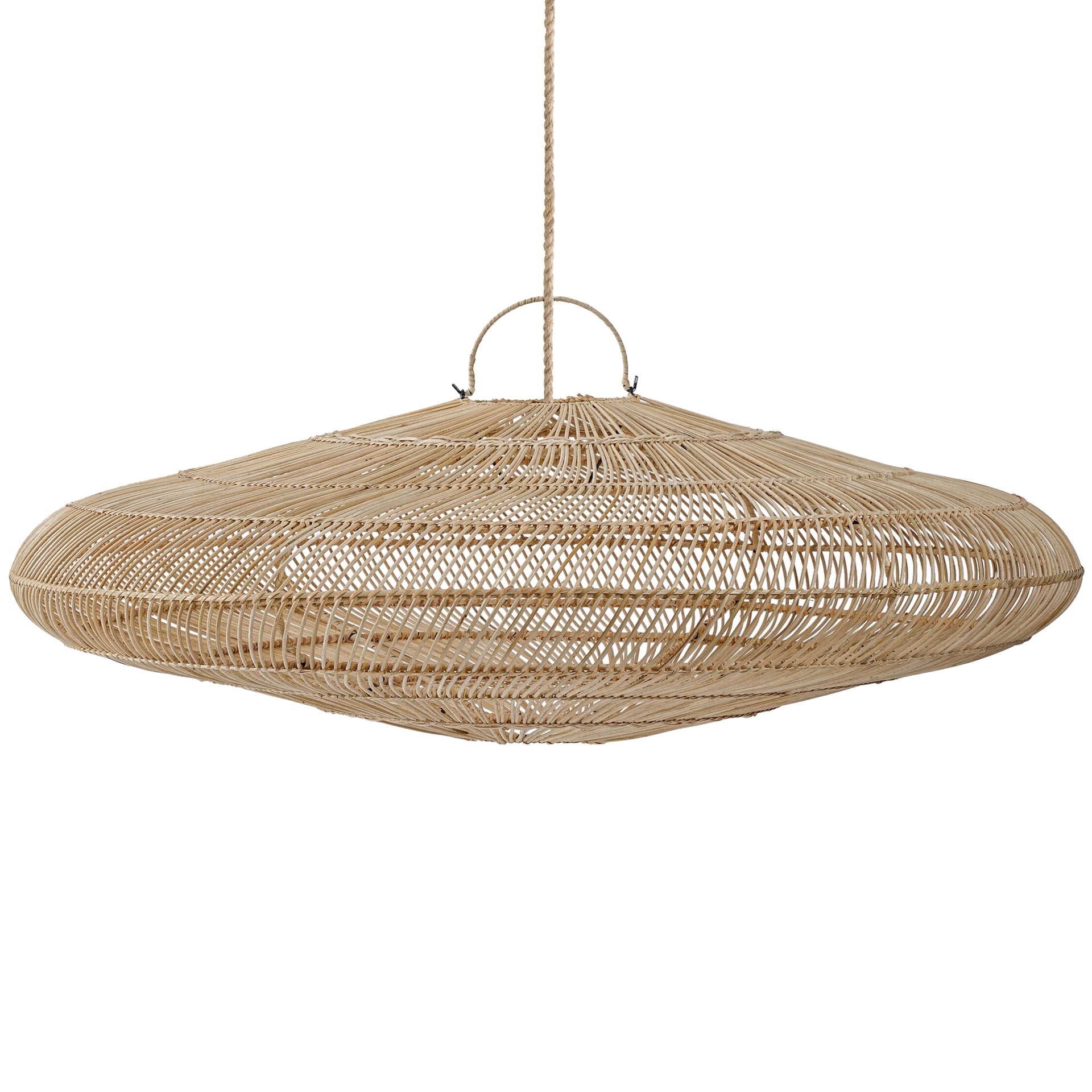 Handcrafted oversized rattan light fixture with a playful natural design