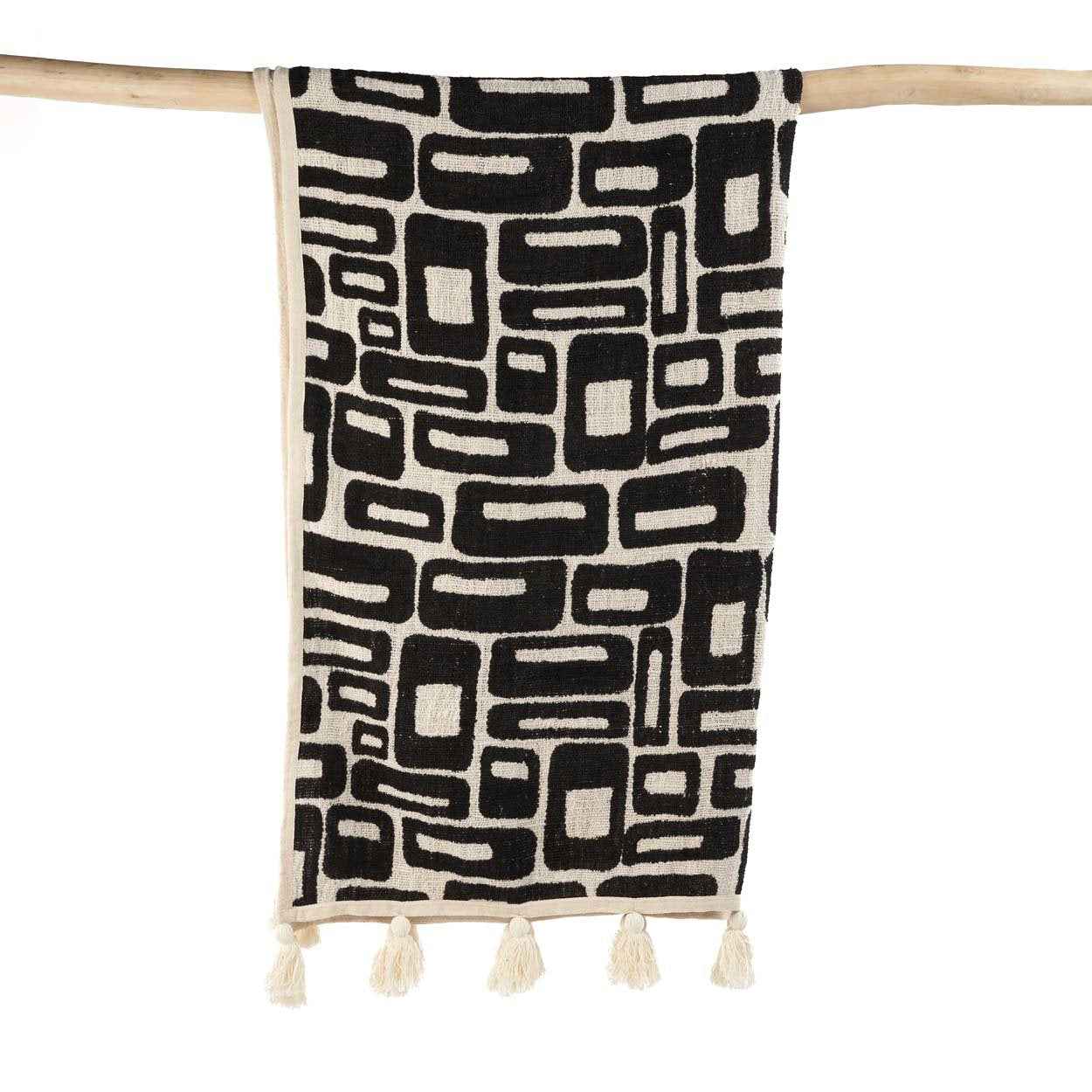 The Aztec Bed Throw - Natural Black - Bambuá