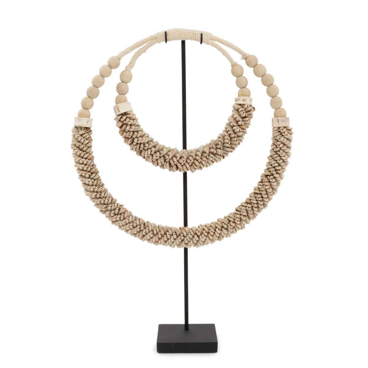The Double Shell Necklace On Stand - Natural - Bambuá