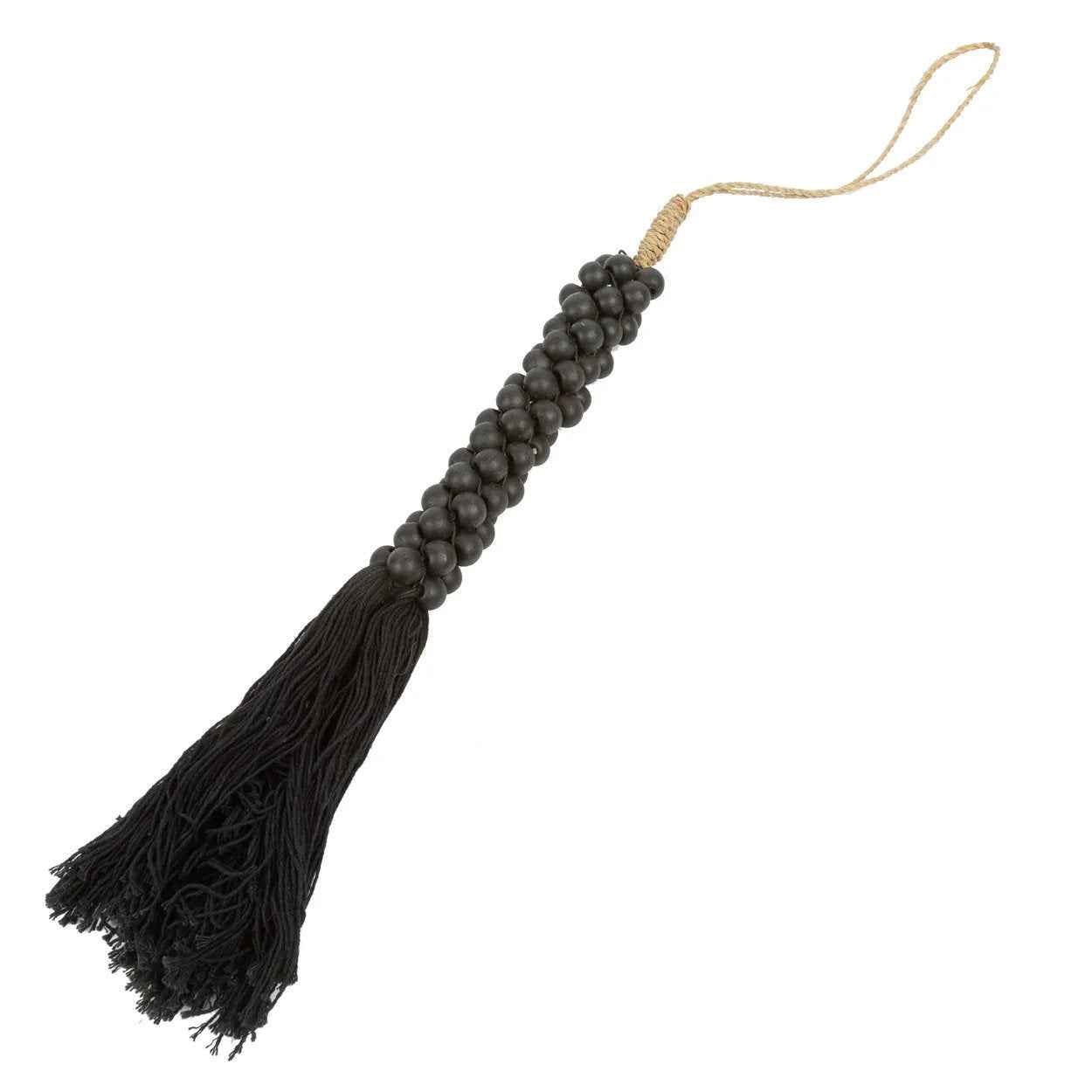 The Wooden Beads with Cotton Tassel - Black - Bambuá