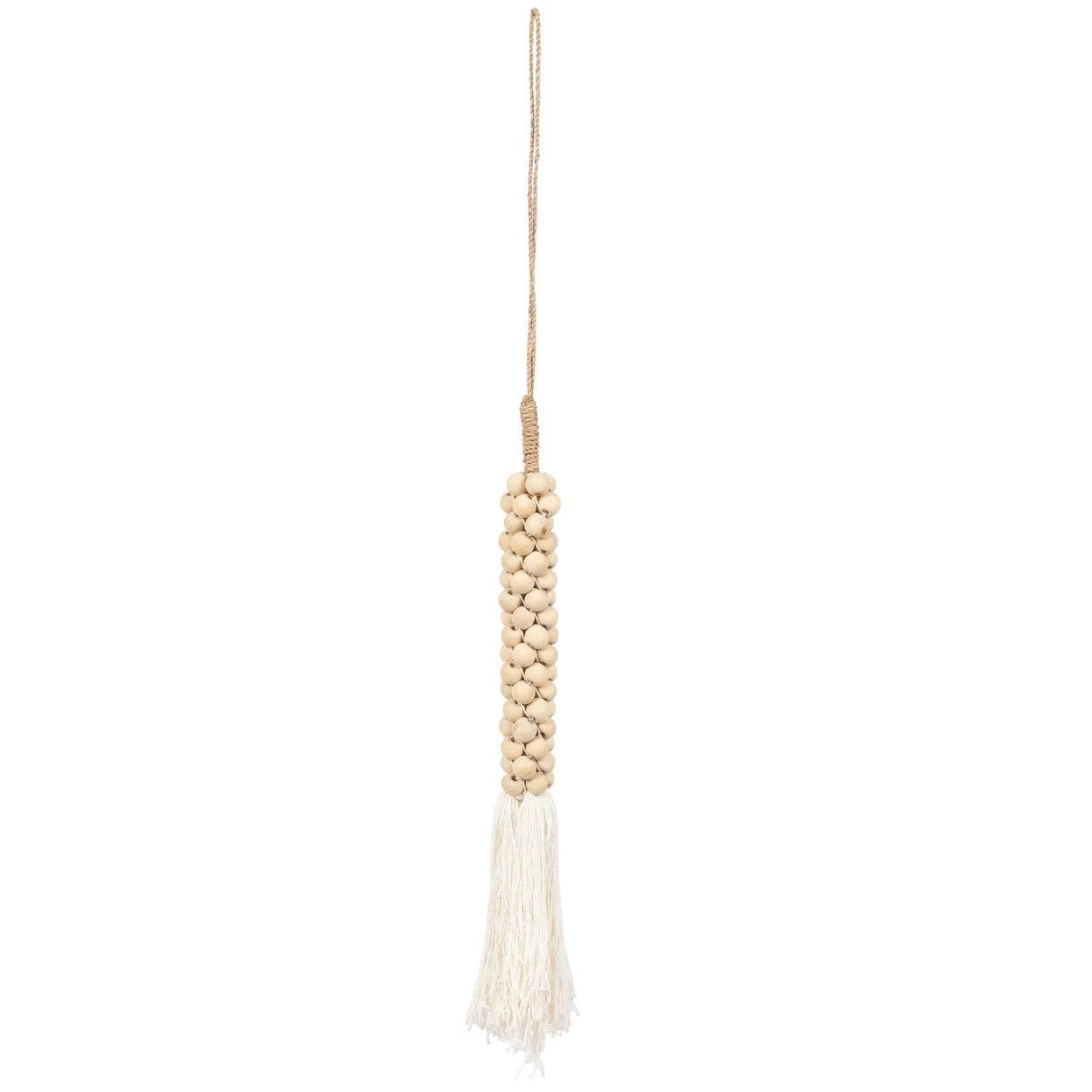 The Wooden Beads with Cotton Tassel - Natural White - Bambuá