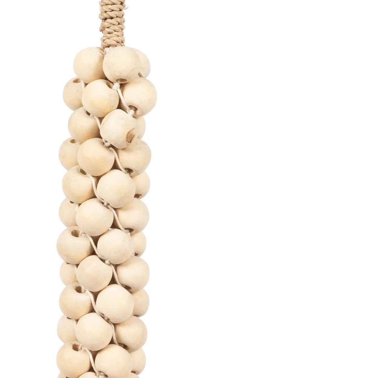 The Wooden Beads with Cotton Tassel - Natural White - Bambuá