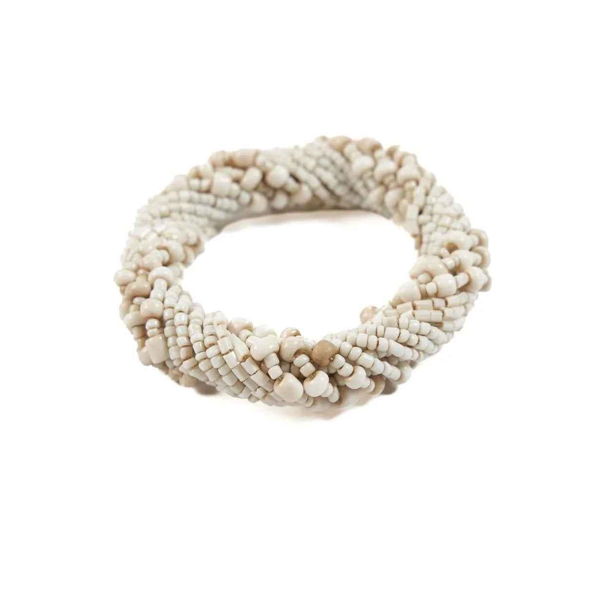 The Beaded Napkin Ring - White - Set of 4 - Bambuá