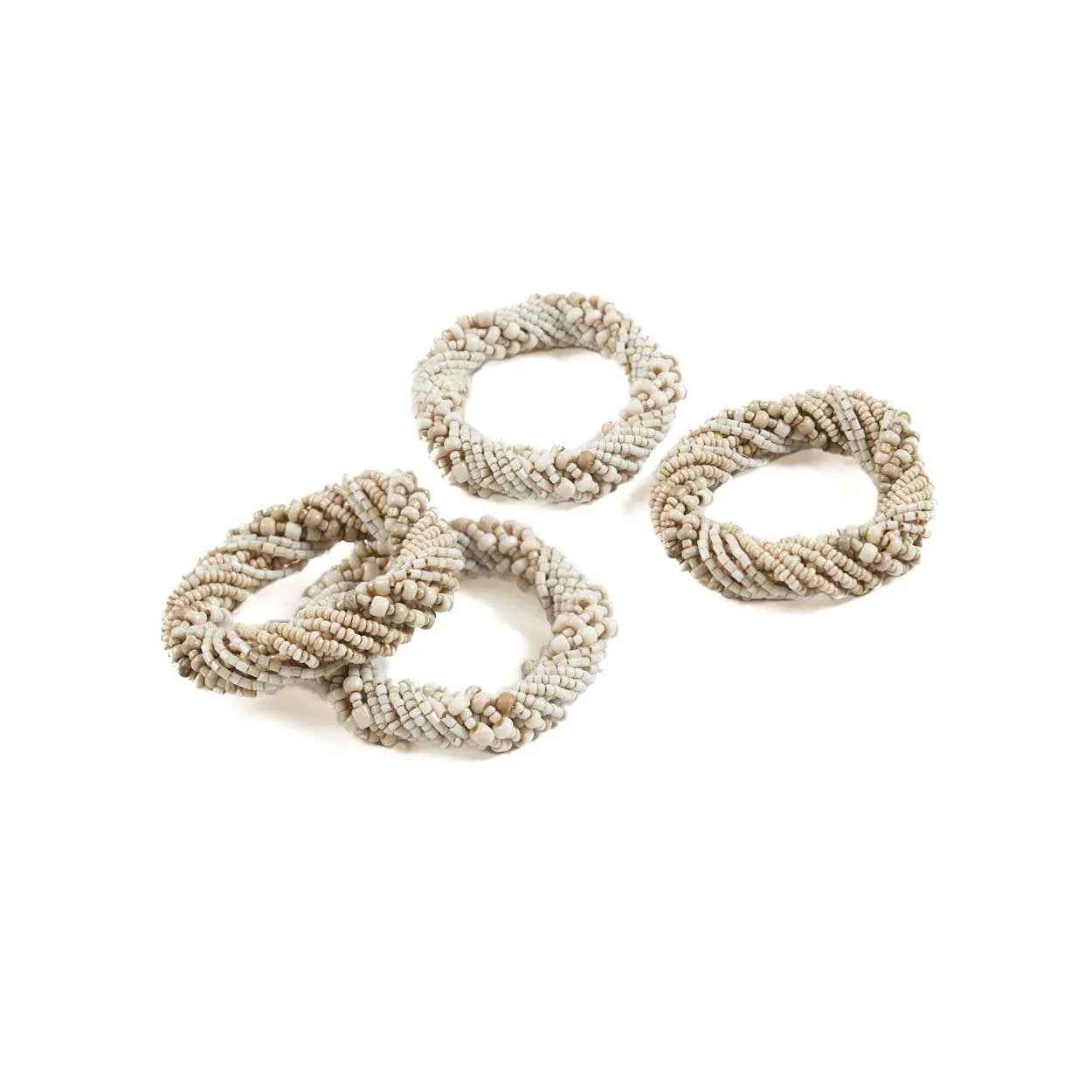 The Beaded Napkin Ring - White - Set of 4 - Bambuá