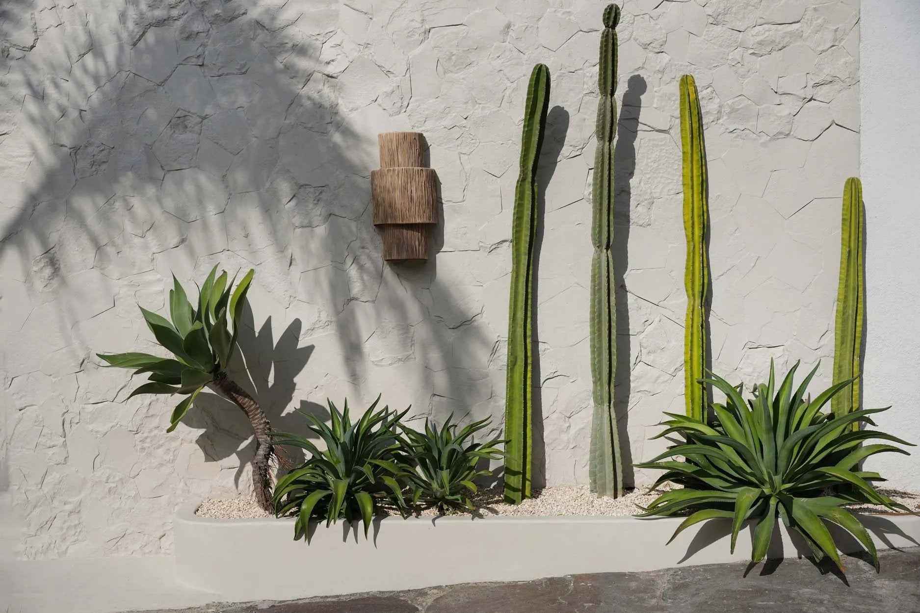 Boho wall applique with bold, curved form and handwoven sisal fibers, perfect for laid-back, nature-inspired living spaces.