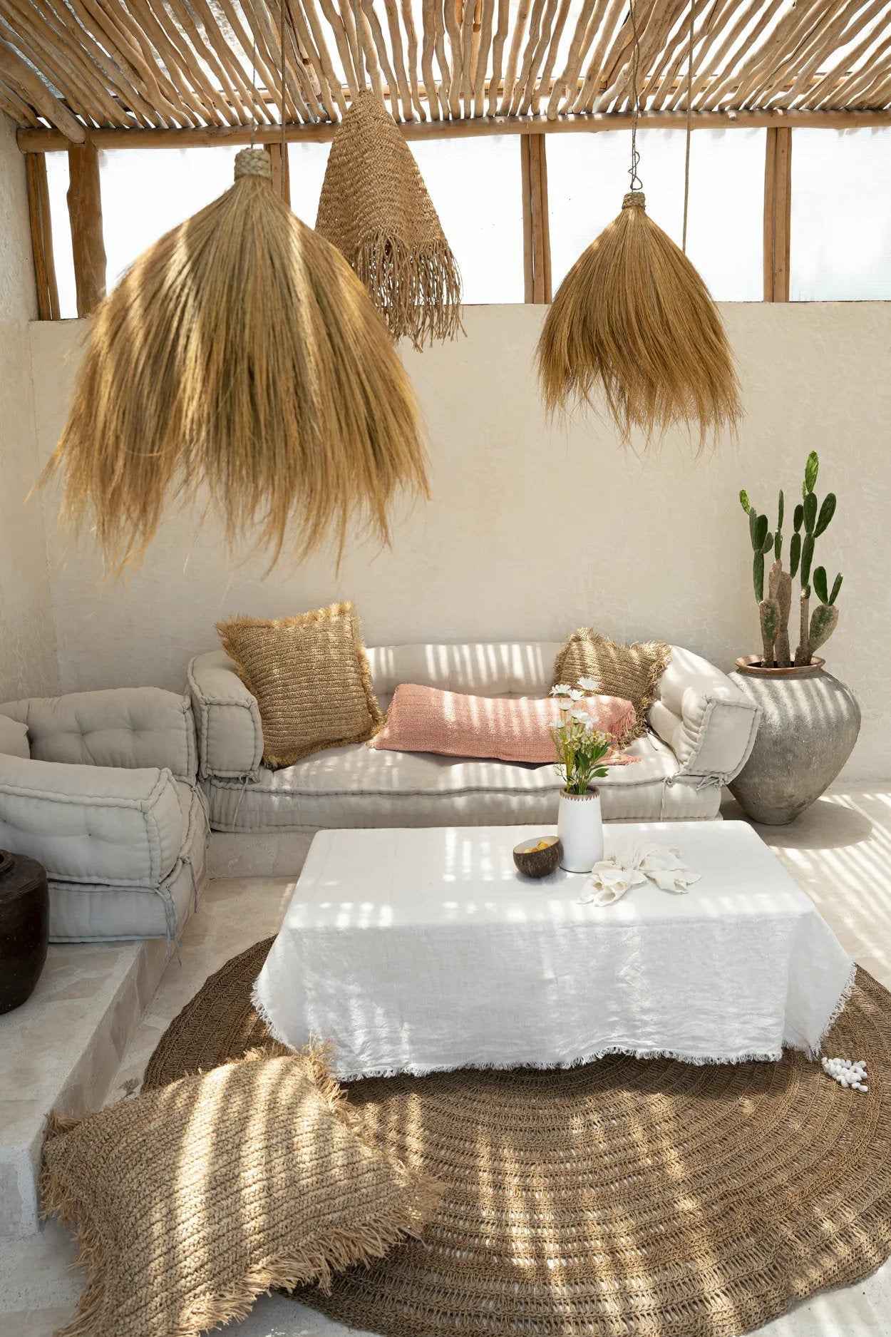 The Raffia Cushion Cover Square - Natural - 60x60 - Bambuá