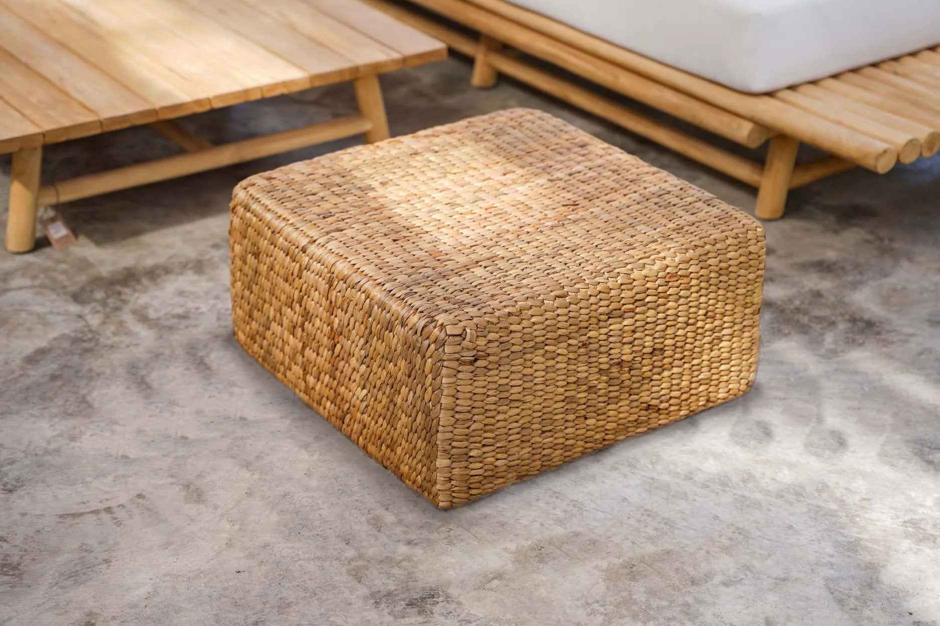 The Hyacinth Pouffe Square - Natural - M - Bambuá