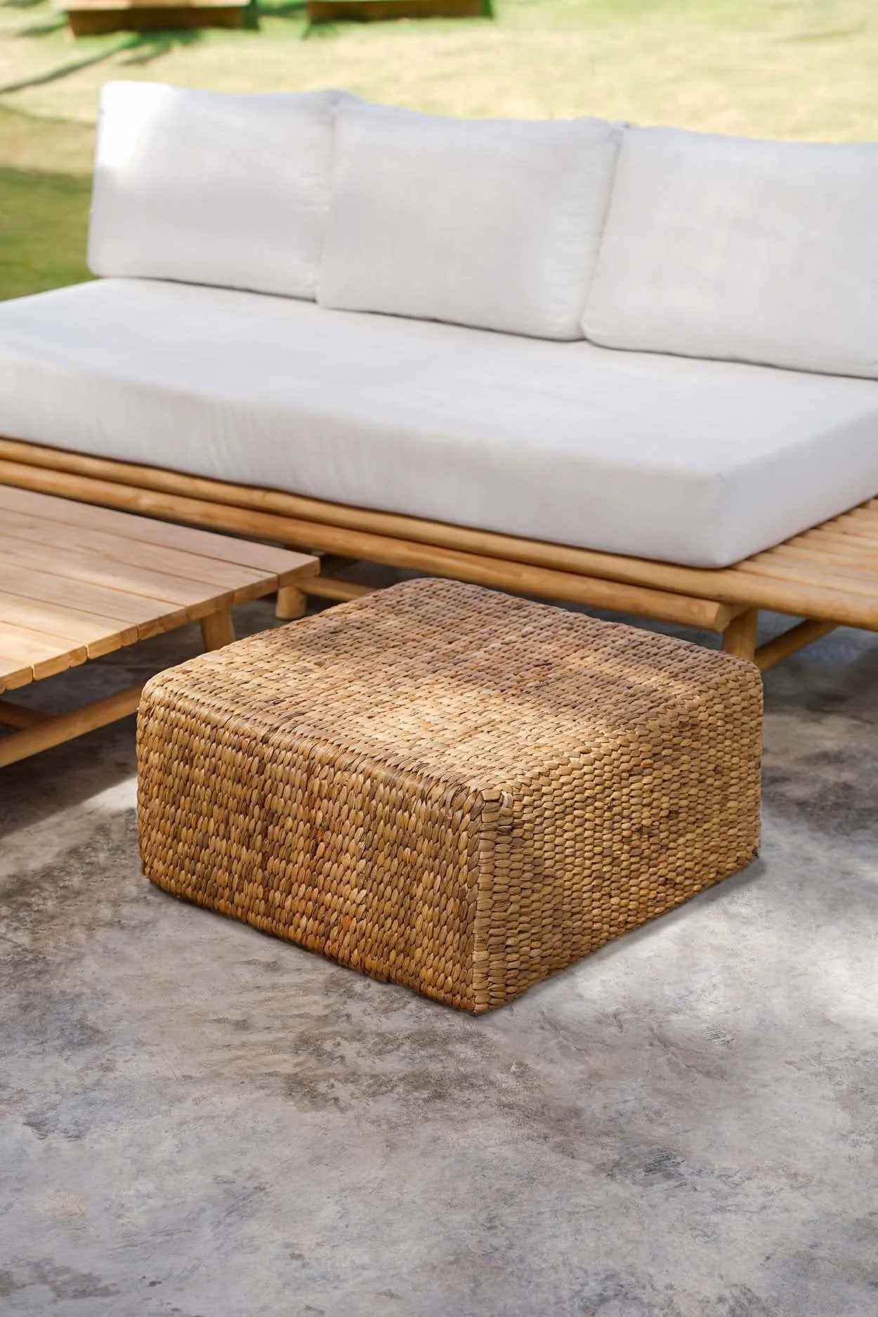 The Hyacinth Pouffe Square - Natural - M - Bambuá