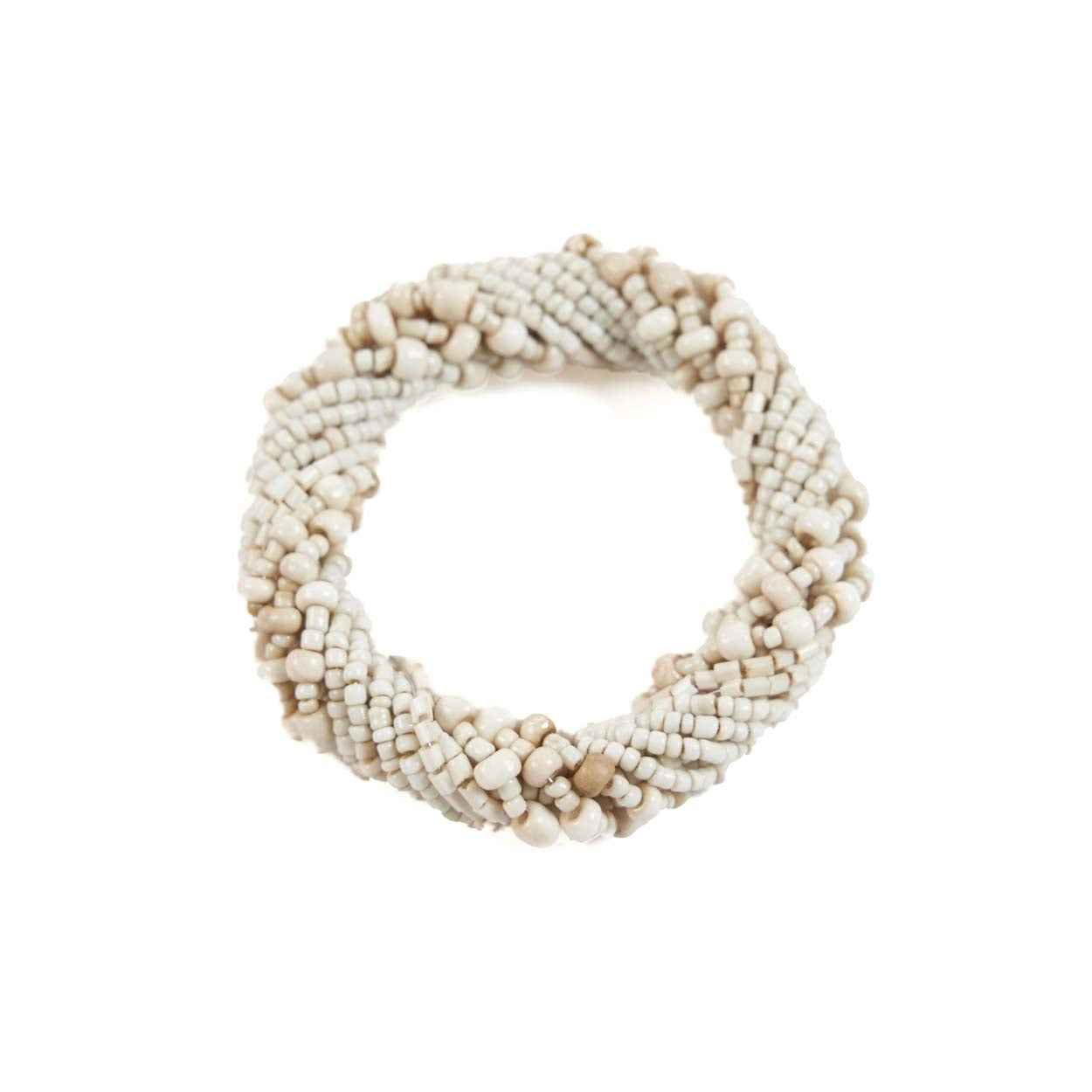 The Beaded Napkin Ring - White - Set of 4 - Bambuá