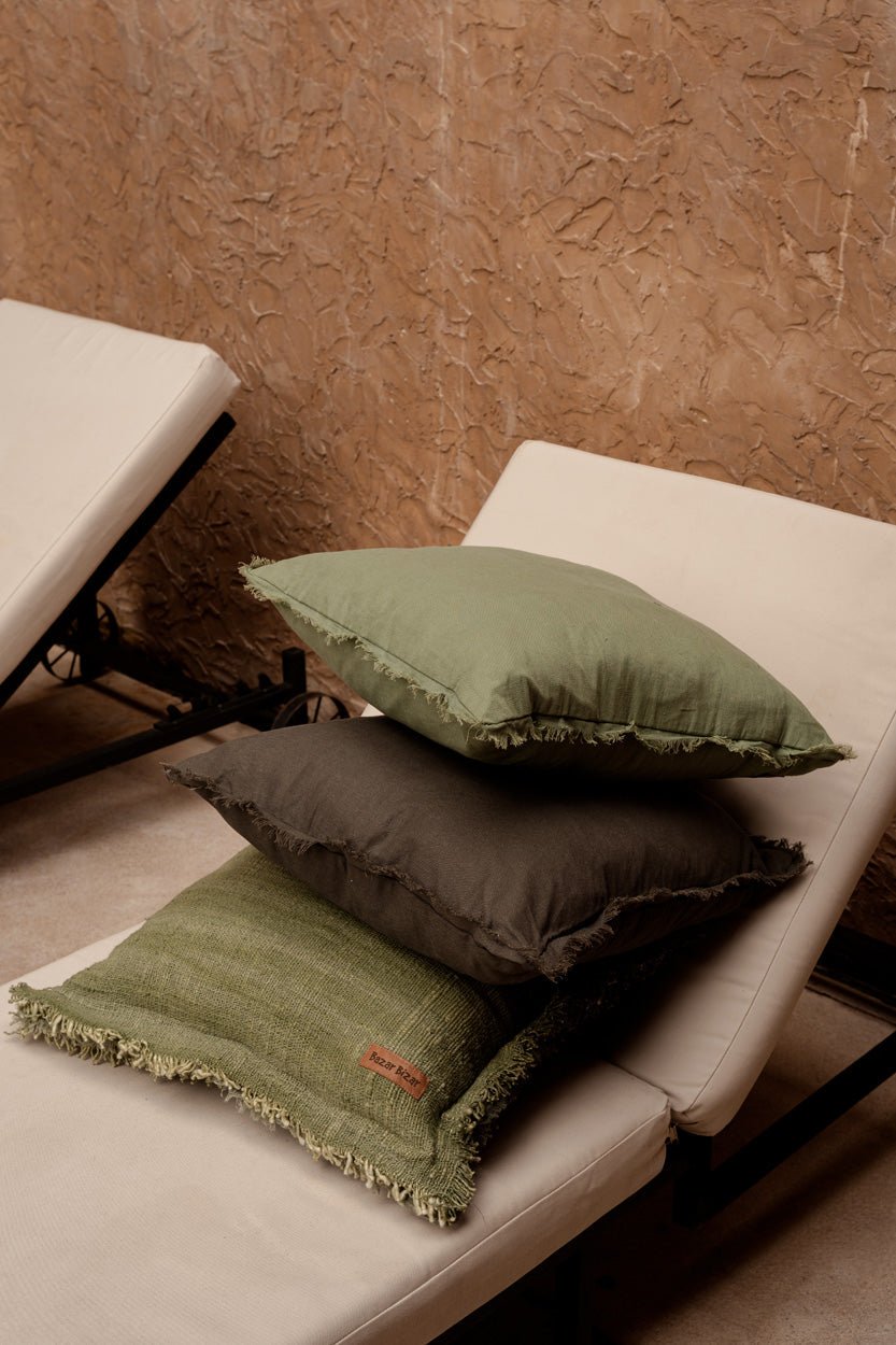 The Jungle Fringe Cushion Cover - Green - Bambuá