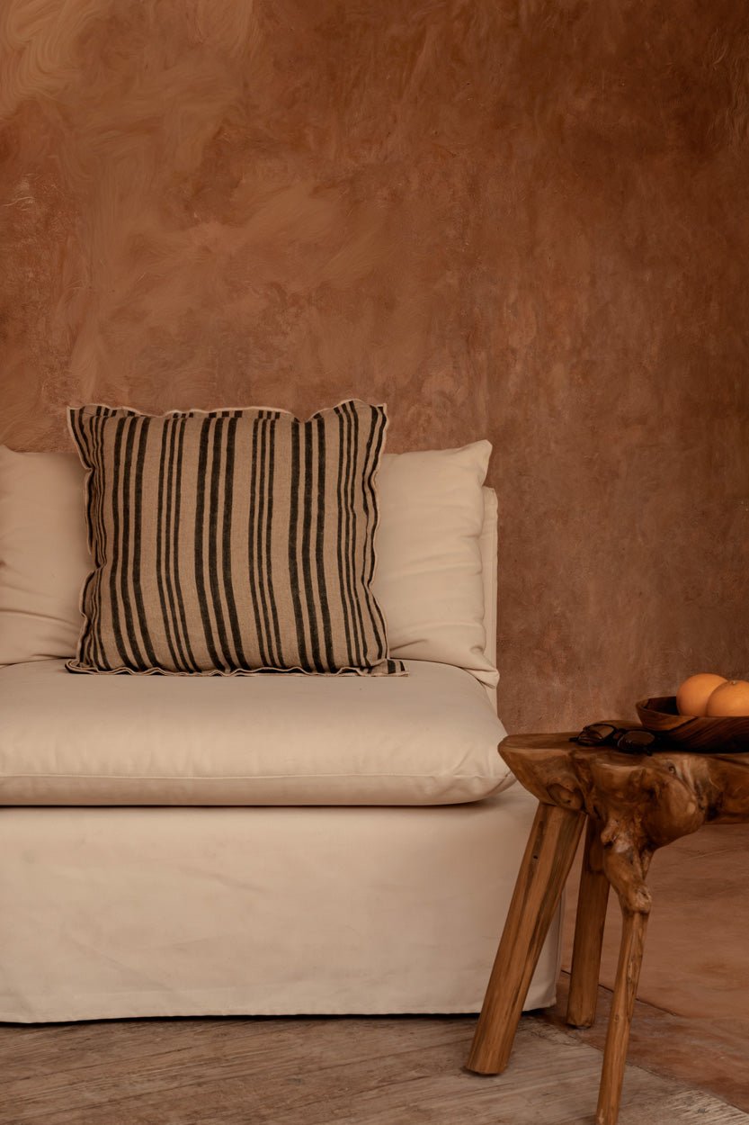 The Nordic Stripe Cushion Cover - Natural Black - 50x50 - Bambuá
