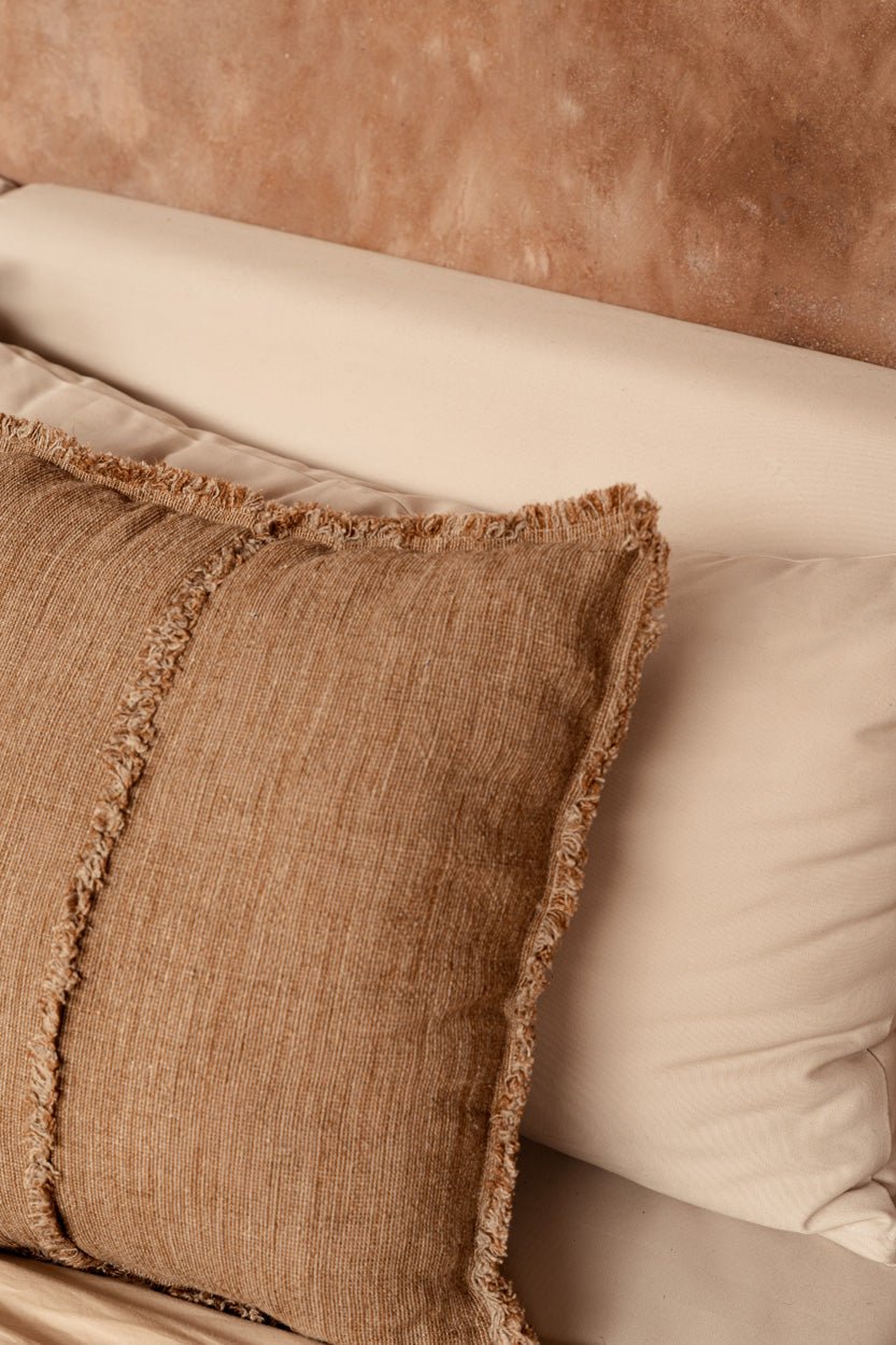 The Sahara Fringe Cushion Cover - Natural Brown - 50x50 - Bambuá