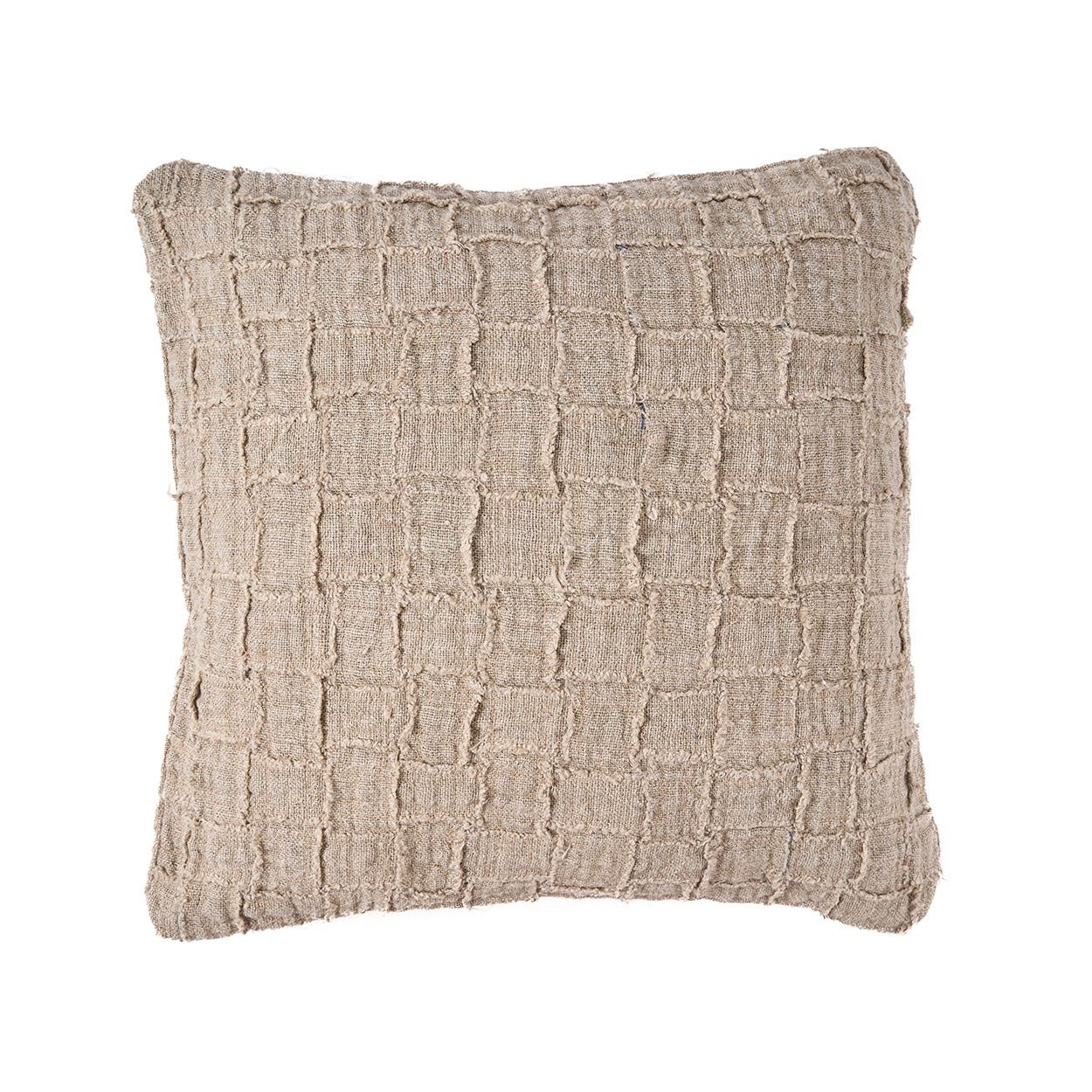 The Linen Damier Cushion Cover - Natural - Bambuá