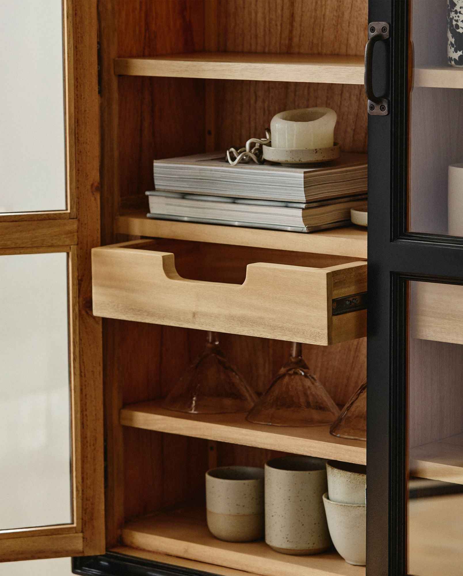 Nordal VIVA Wall Cabinet – 2 Doors, Black Gmelina Wood - Bambuá