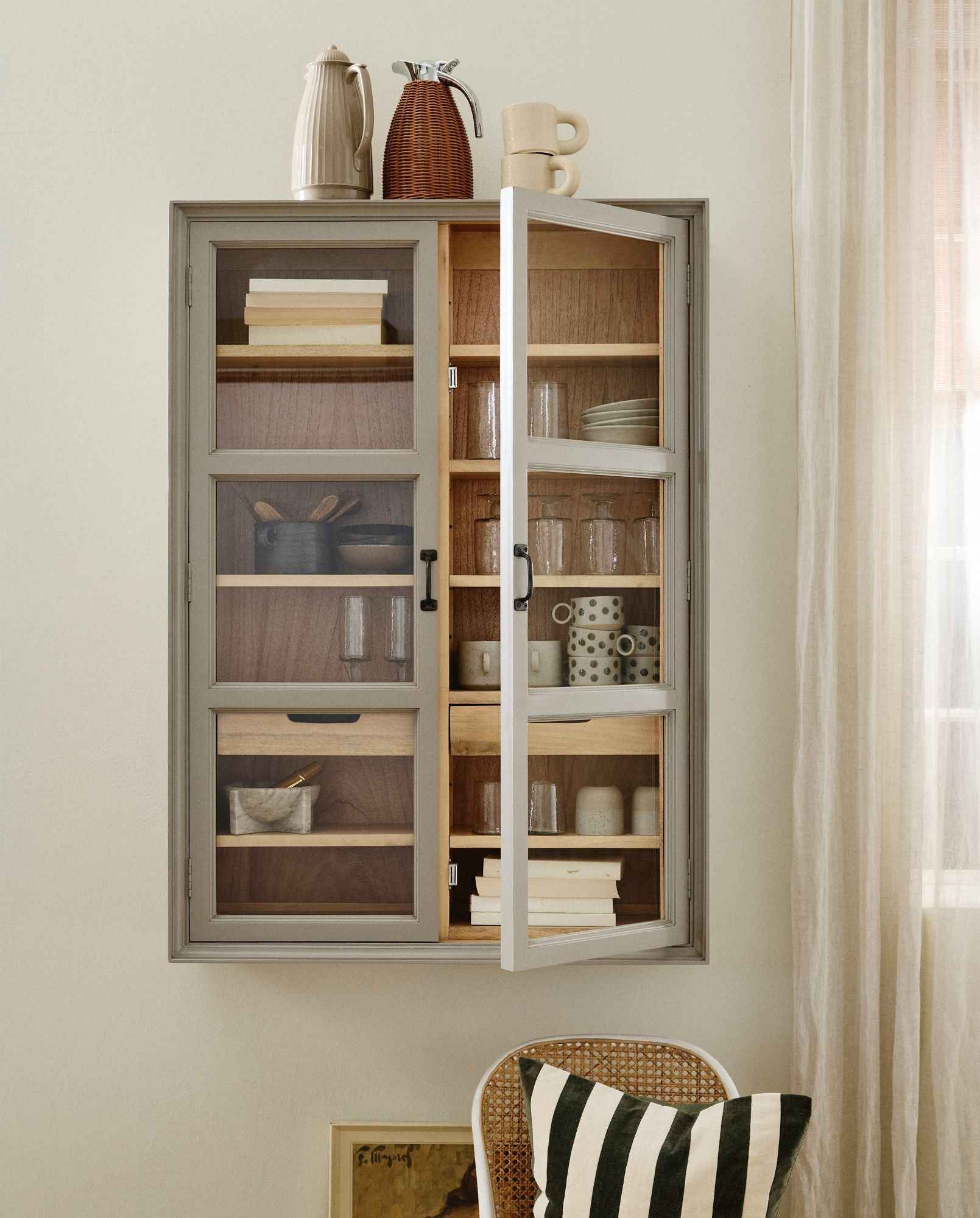 Nordal VIVA Wall Cabinet – 2 Doors, Grey Gmelina Wood - Bambuá