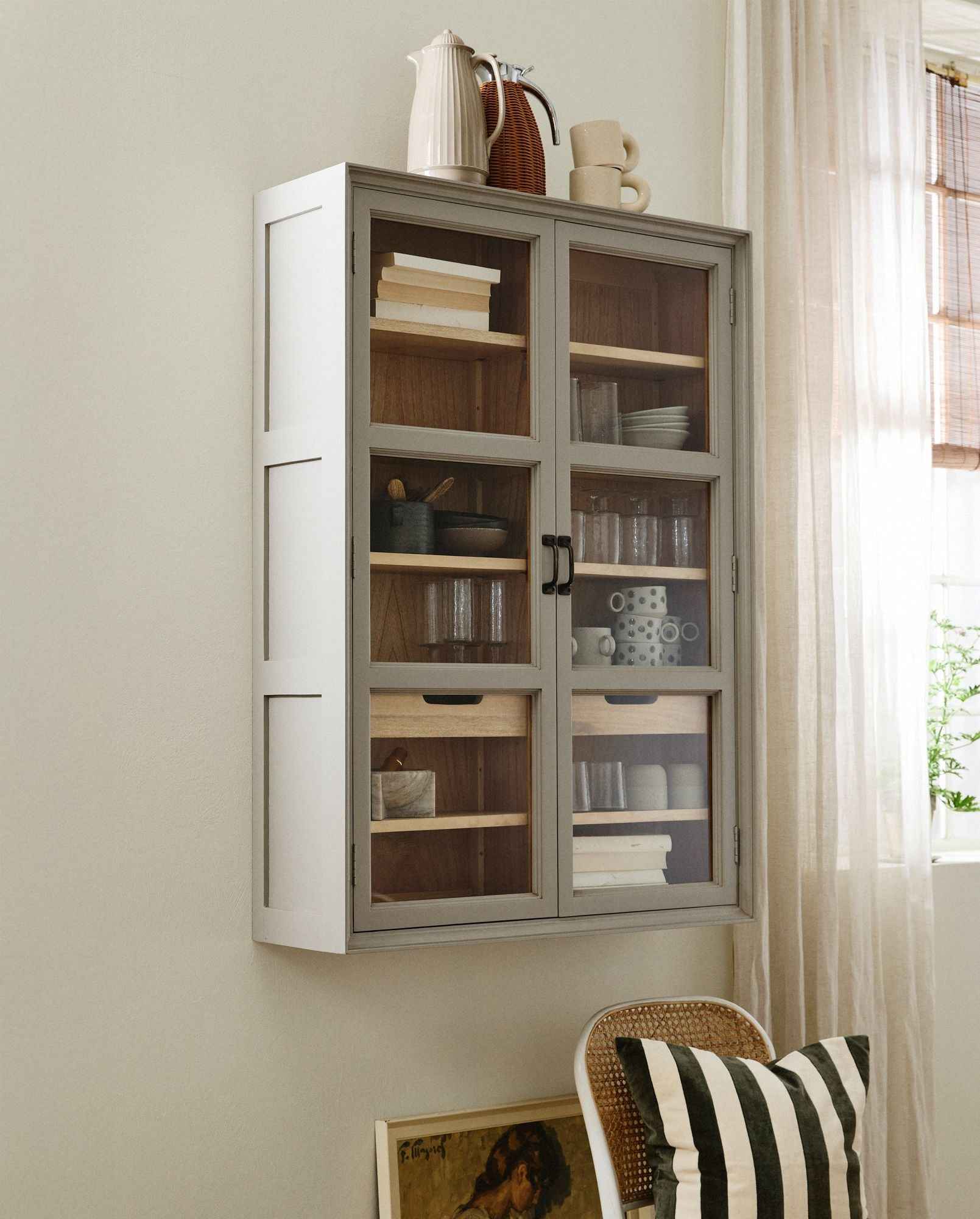 Nordal VIVA Wall Cabinet – 2 Doors, Grey Gmelina Wood - Bambuá