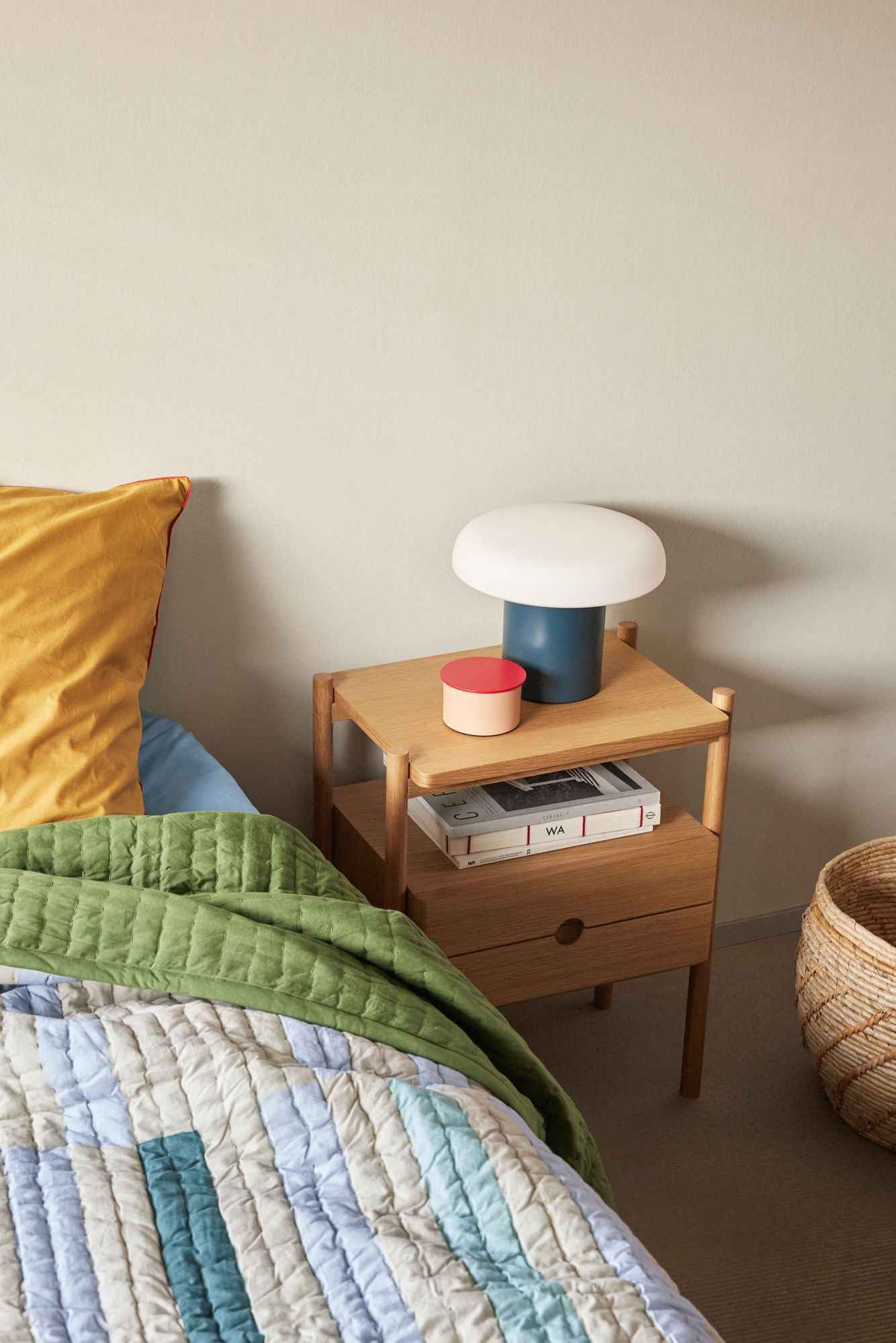 Hübsch Twist Bedspread Block 260x260 Dark green/Multicolour