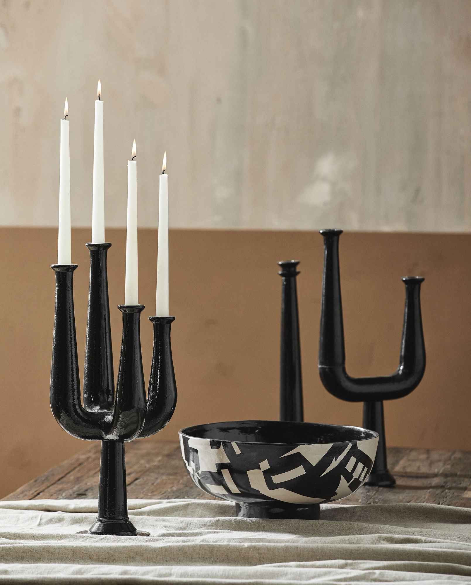 ULOPU candleholder, 4 arm, aluminum - black - Bambuá