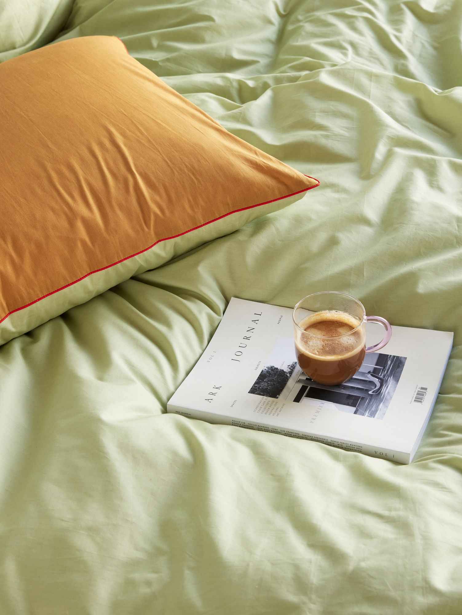 Hübsch Aki Bed Linen 80/220 Orange/Green