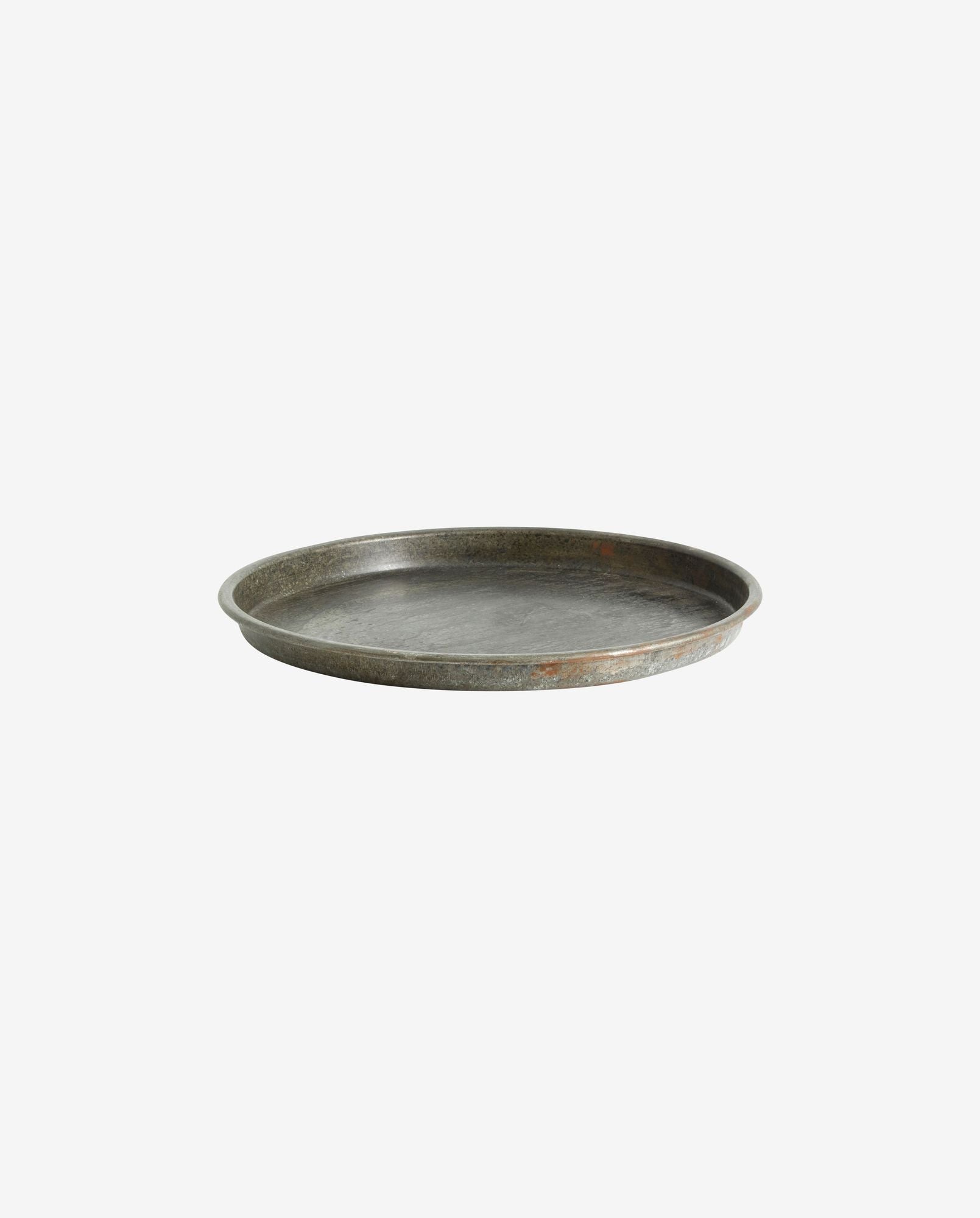 LOMBOK round tray, M, antique - silver finish - Bambuá