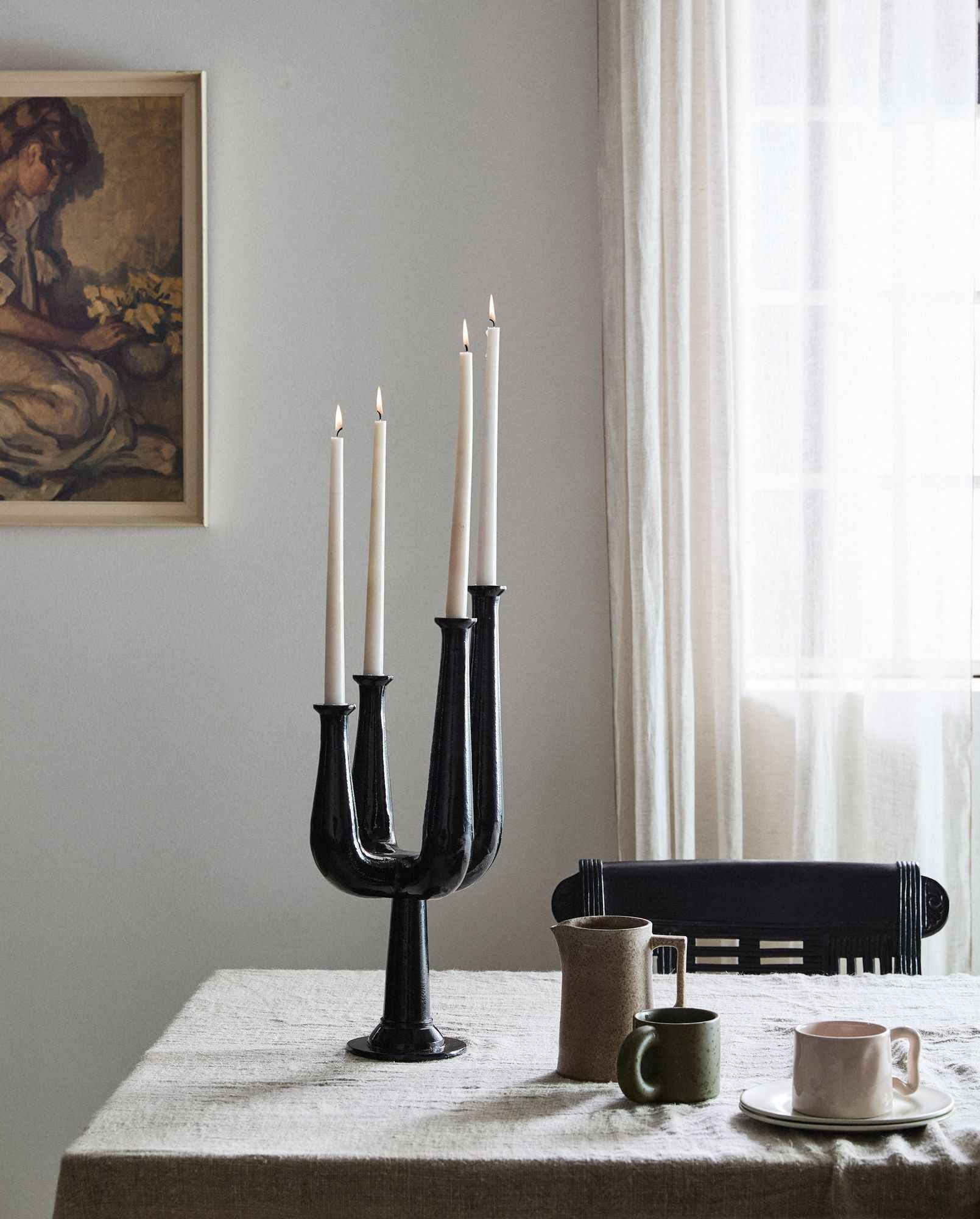 ULOPU candleholder, 4 arm, aluminum - black - Bambuá