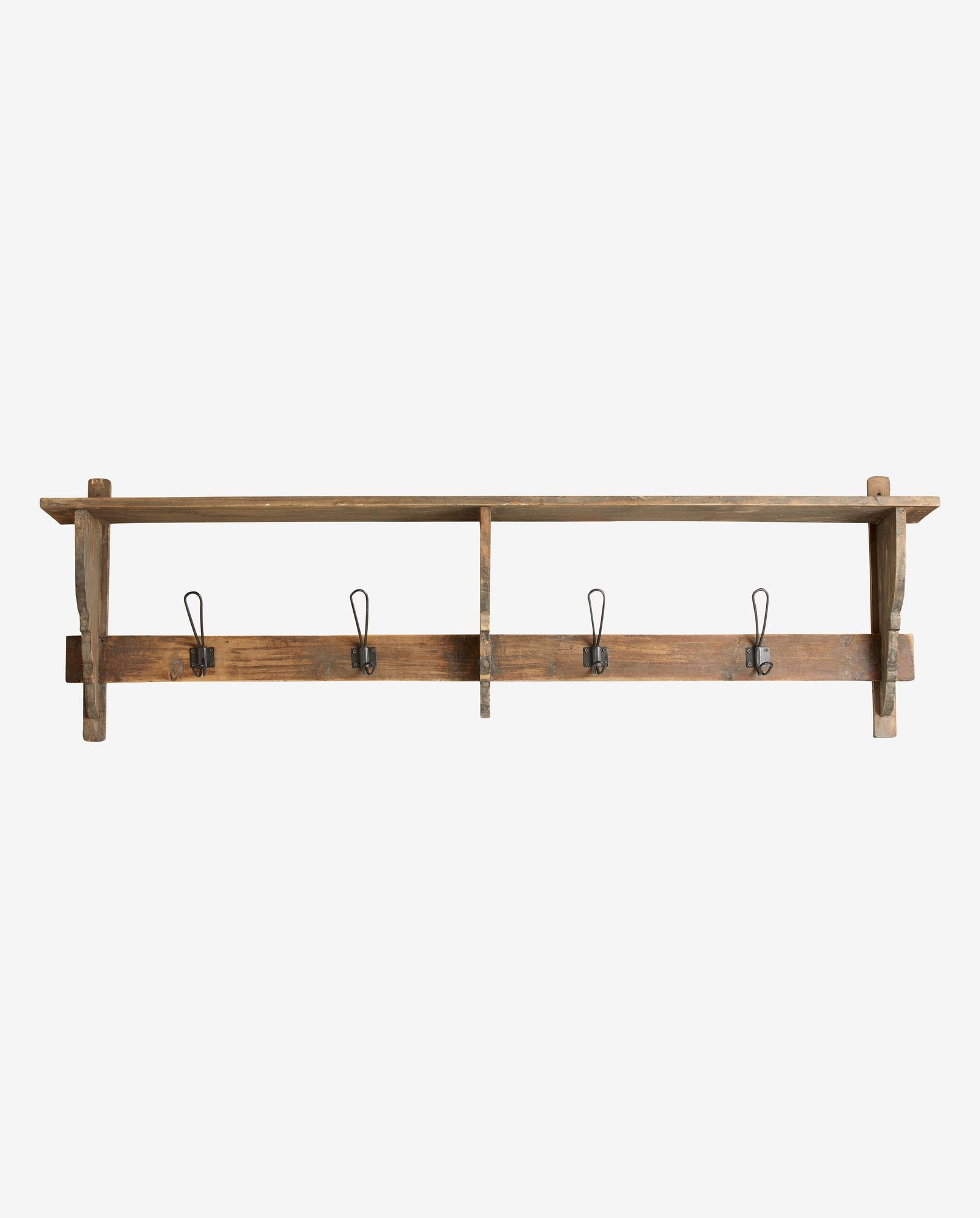 CARONU shelf, 4 hooks, reclaimed wood - nature - Bambuá
