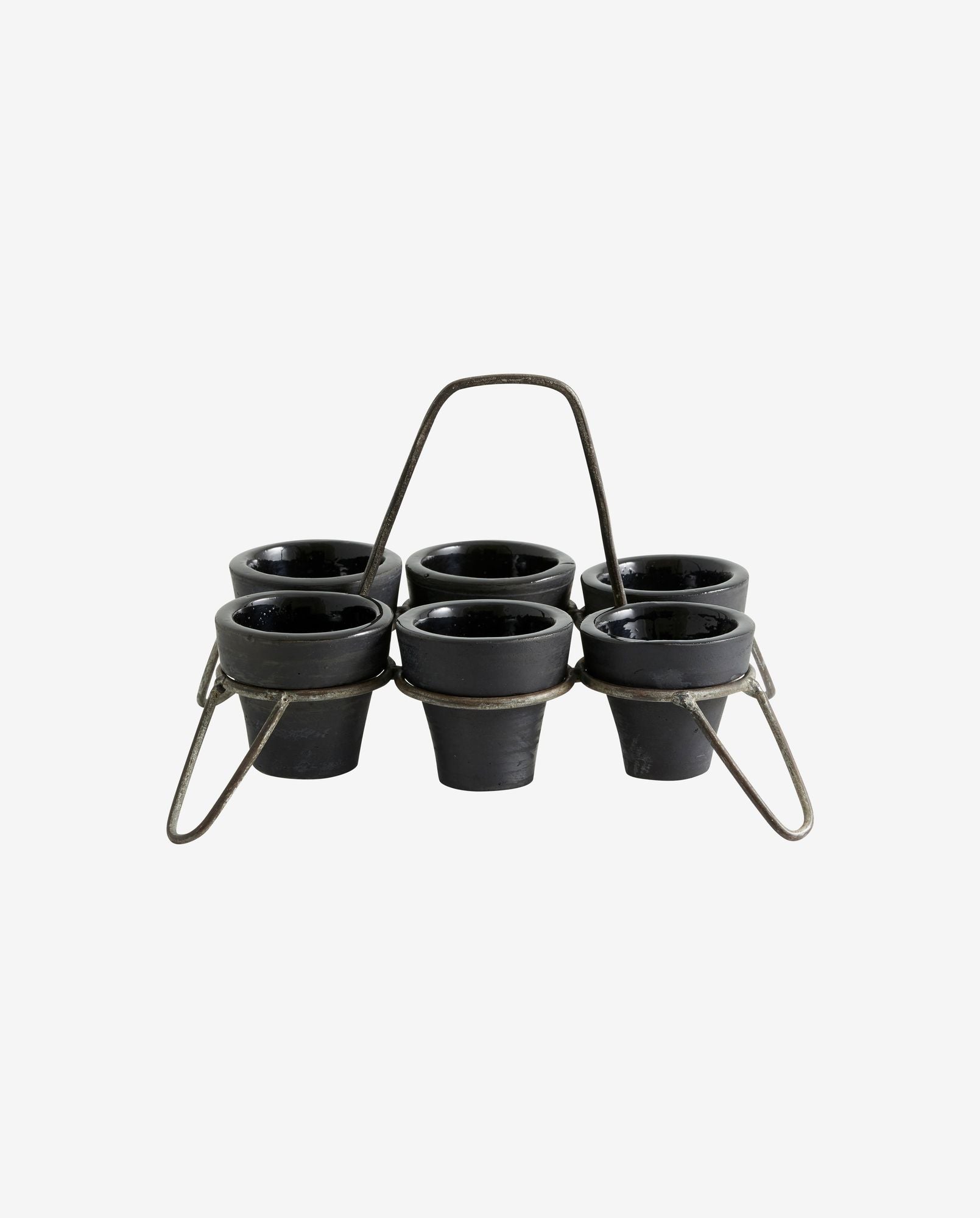 JUNIPER cups w. holder, terracotta - black - Bambuá