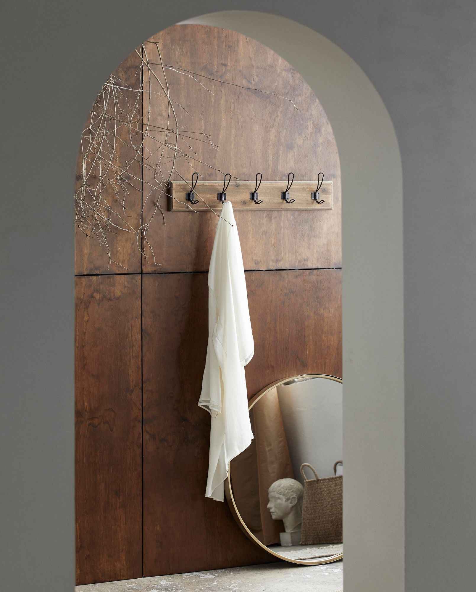 CURLEW round mirror, iron - brass