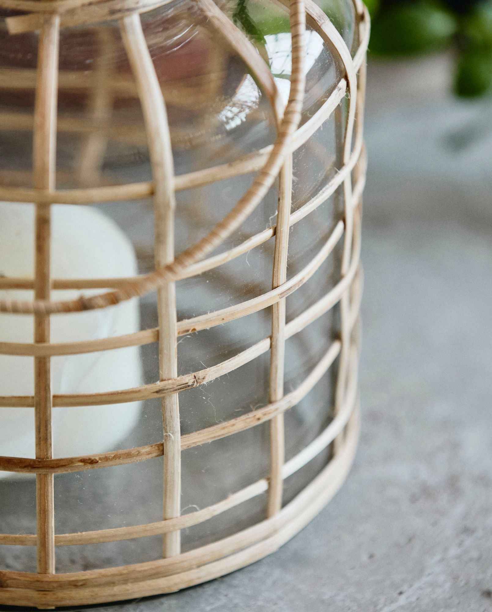 BAMBOO candle holder, glass, large