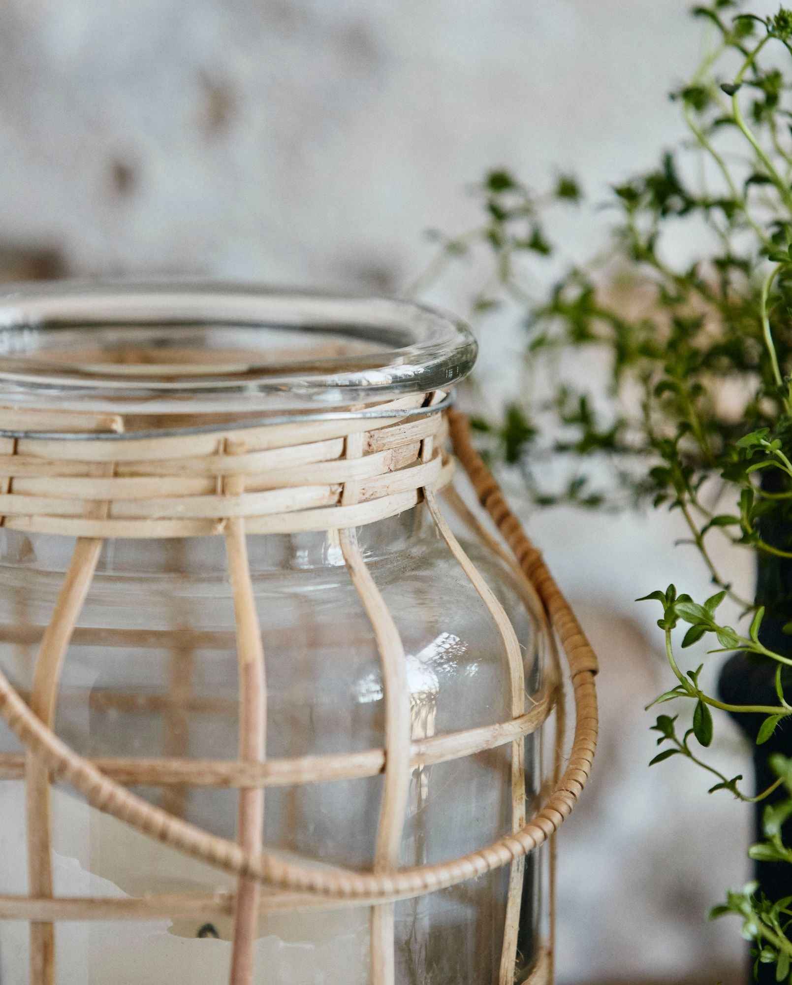 BAMBOO candle holder, glass, large