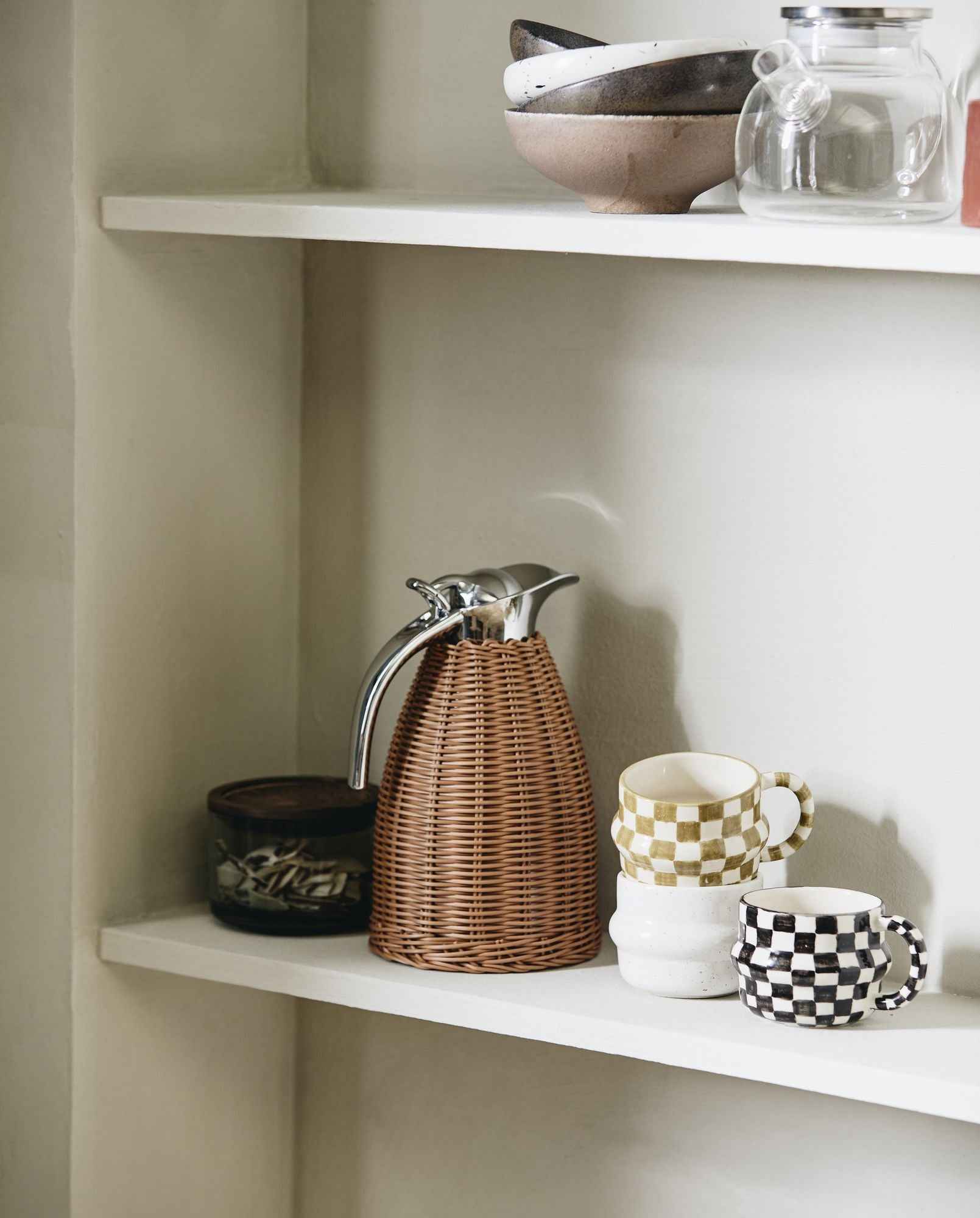 YSIA cup, check - green/ivory