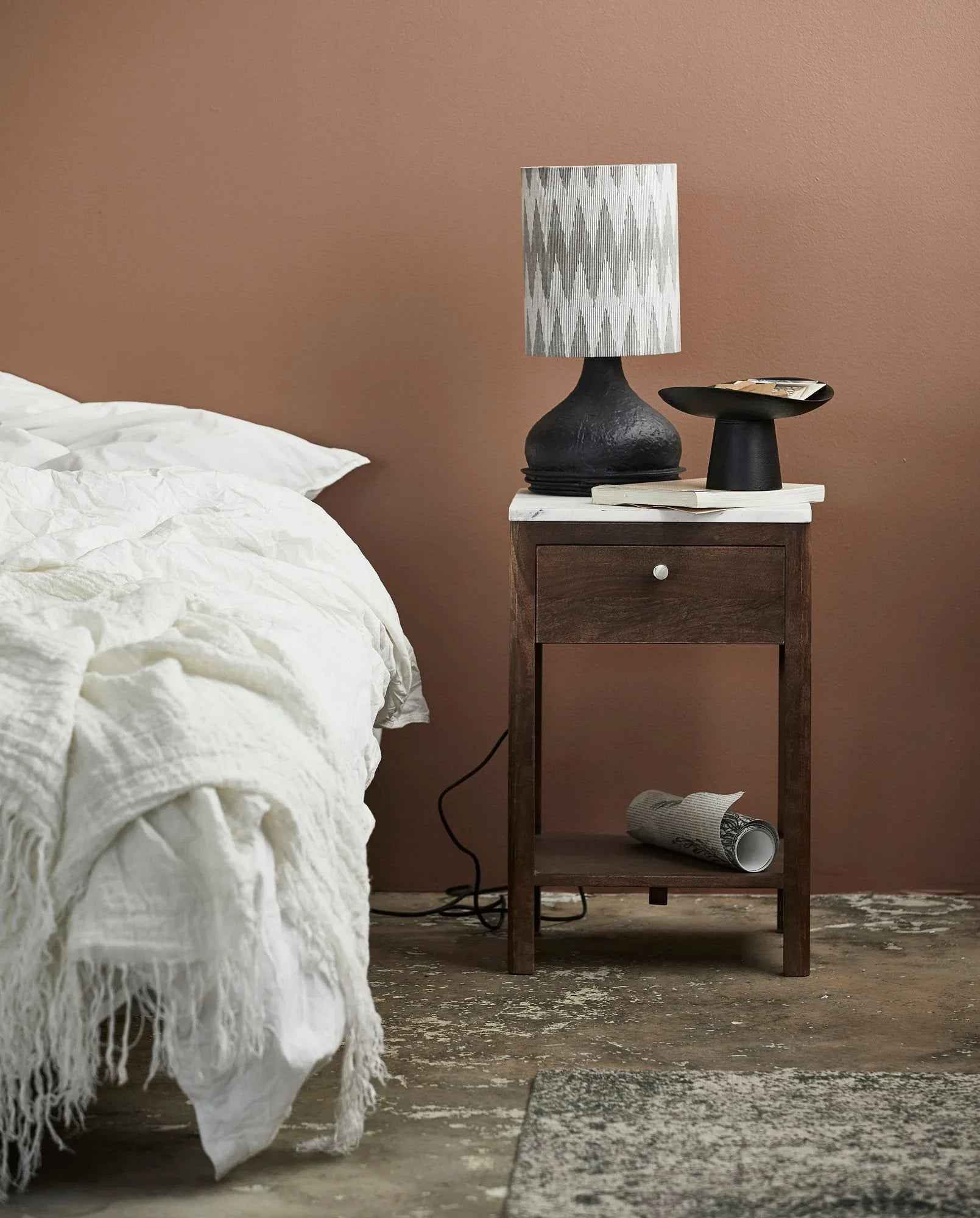 BILLE night stand - wood/marble - Bambuá