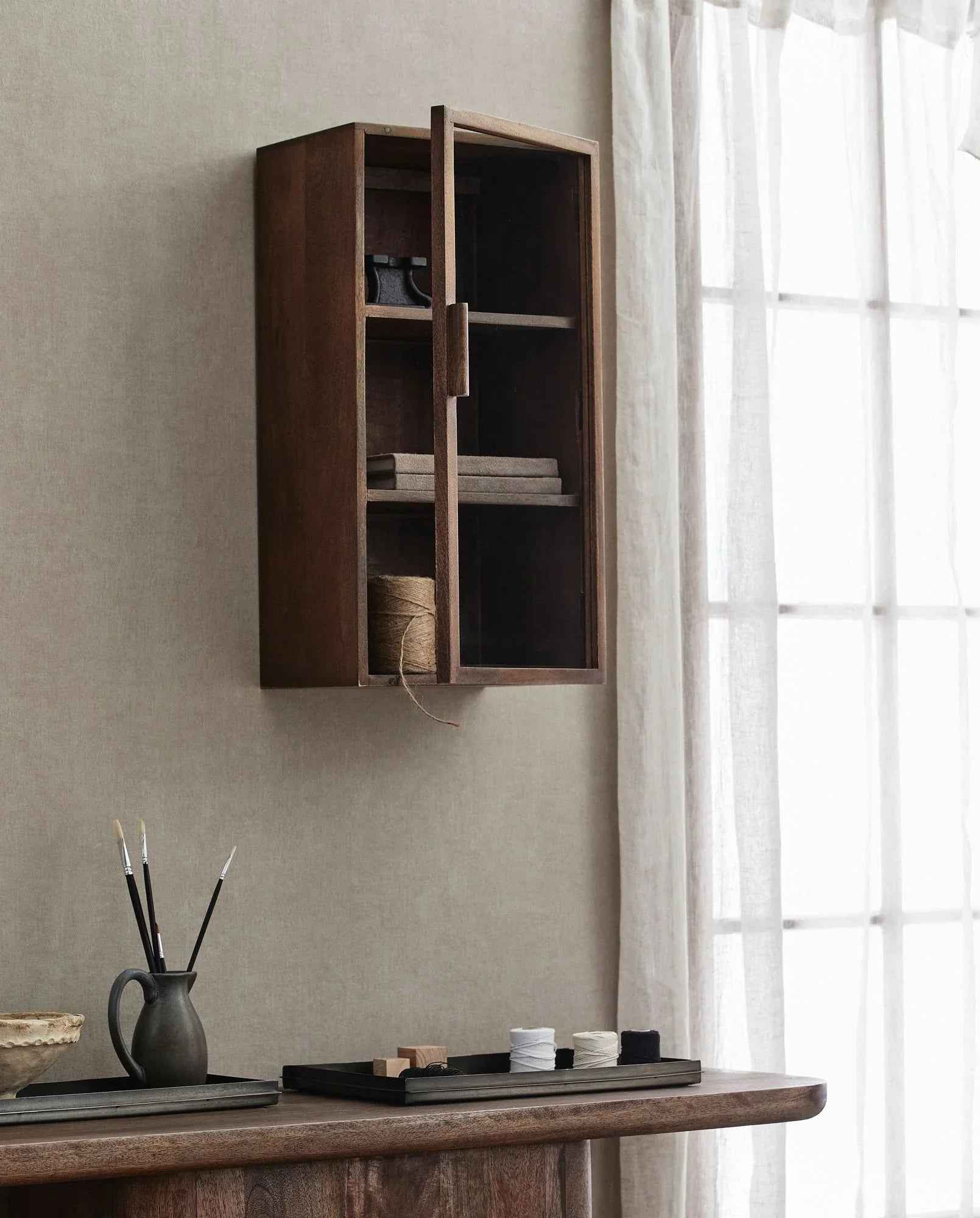 NANGO wall cabinet, 1 door, dark brown - Bambuá