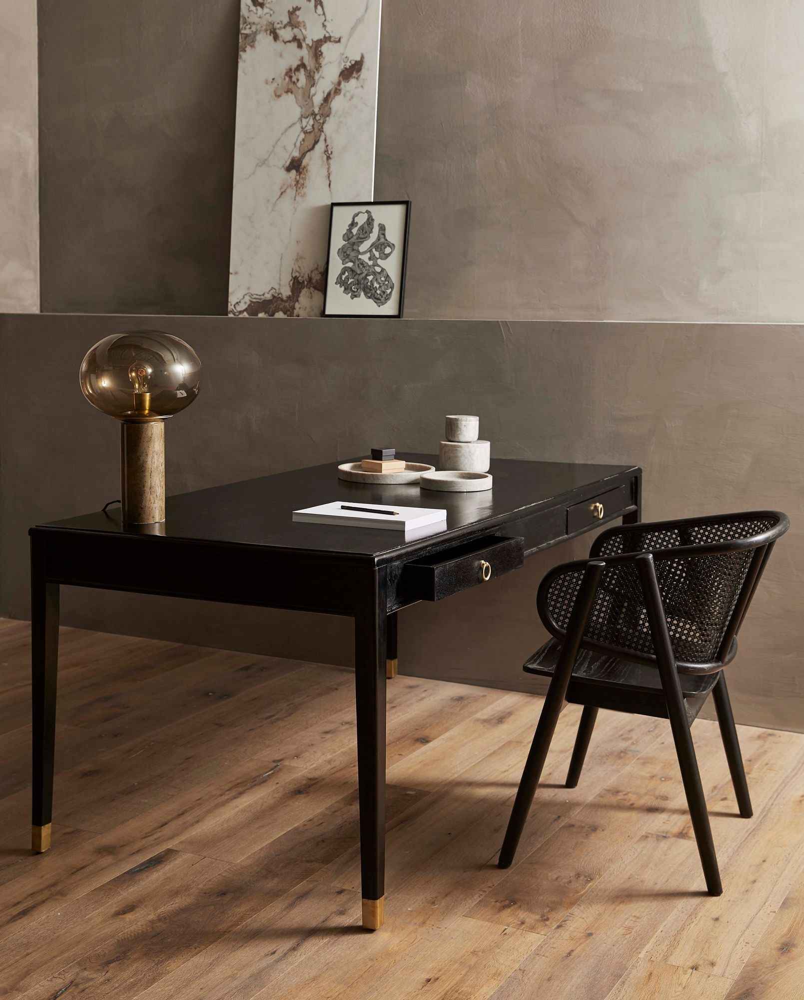 EMS desk w/2 drawers, L - black