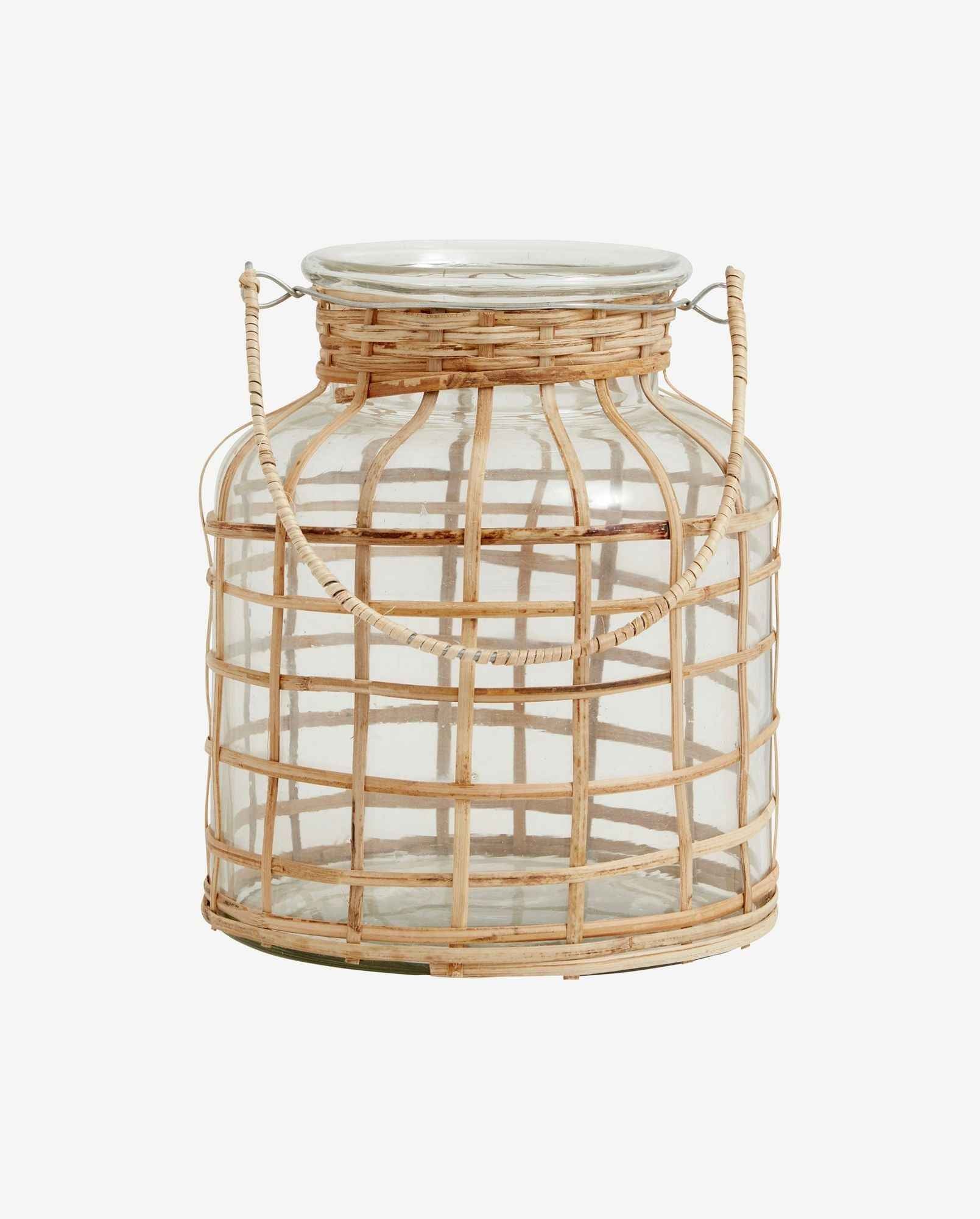 BAMBOO candle holder, glass, medium