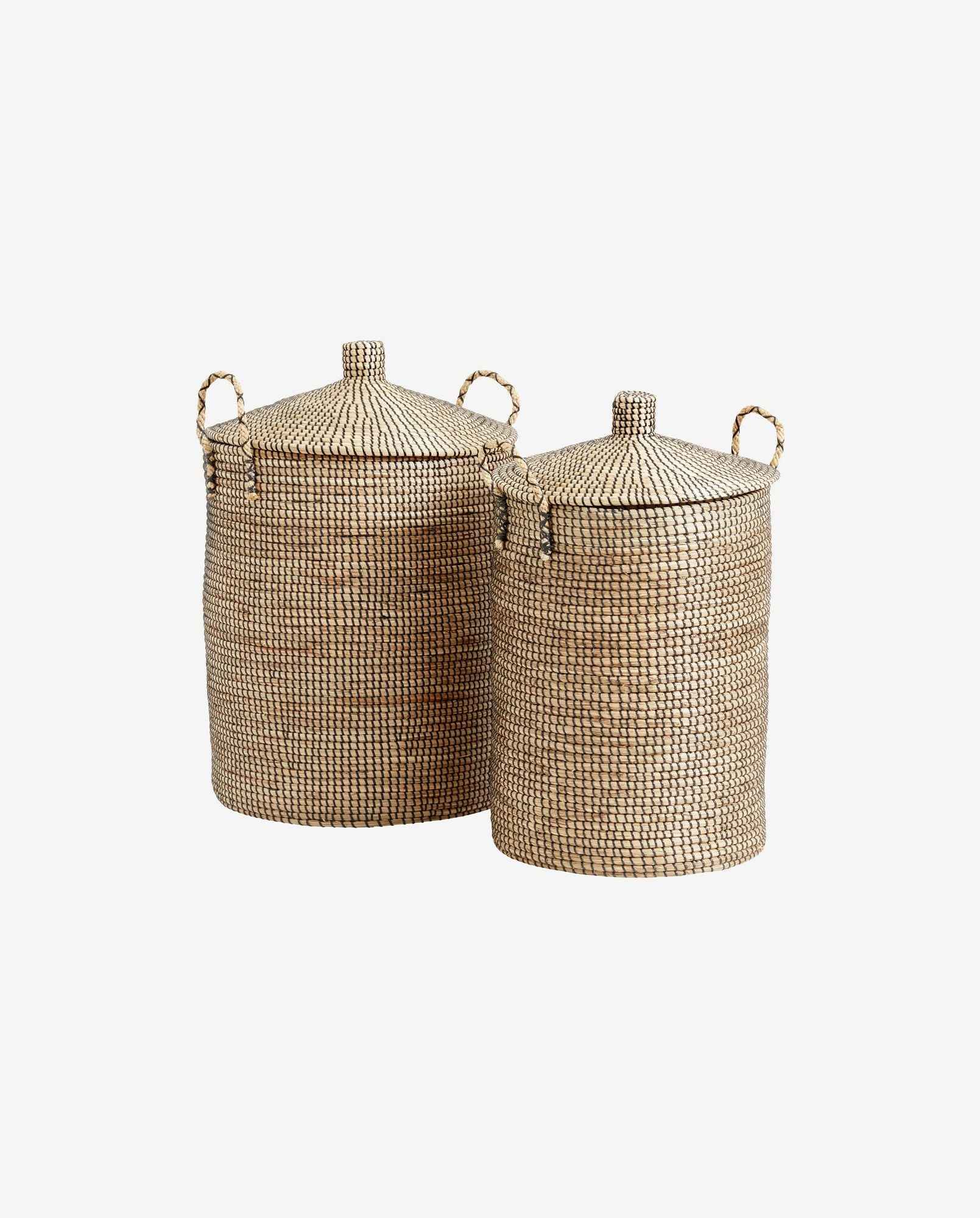 LAUDY laundry basket, s/2 - nature/black - Bambuá
