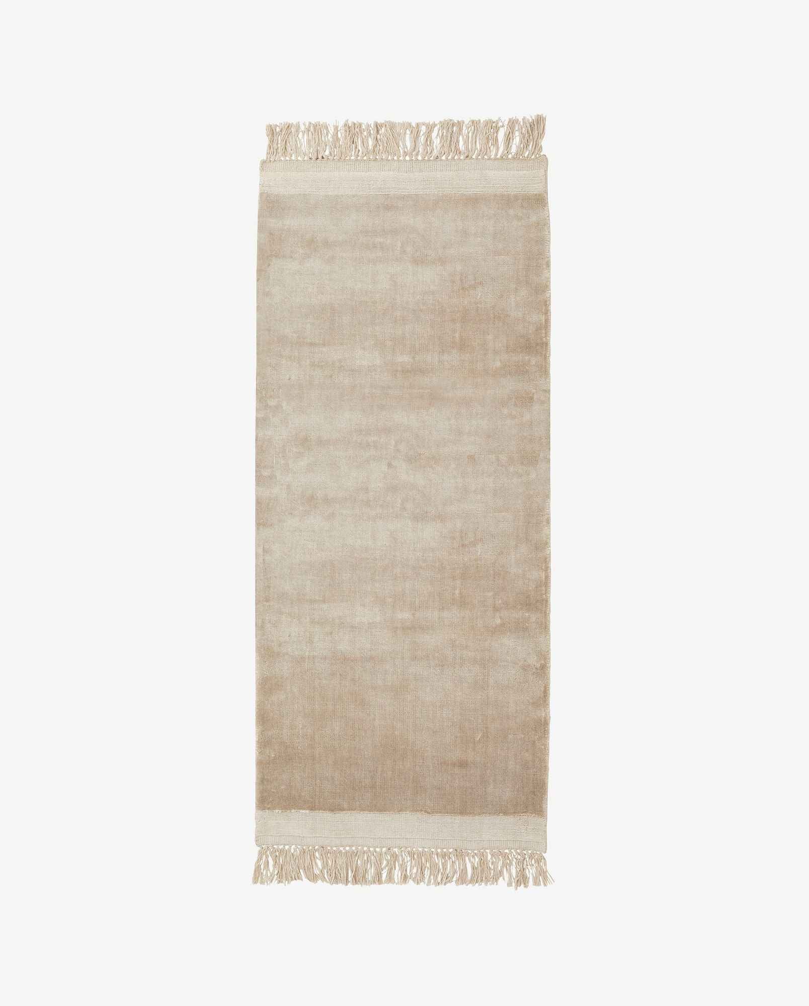 FILUCA shiny beige carpet w/fringes