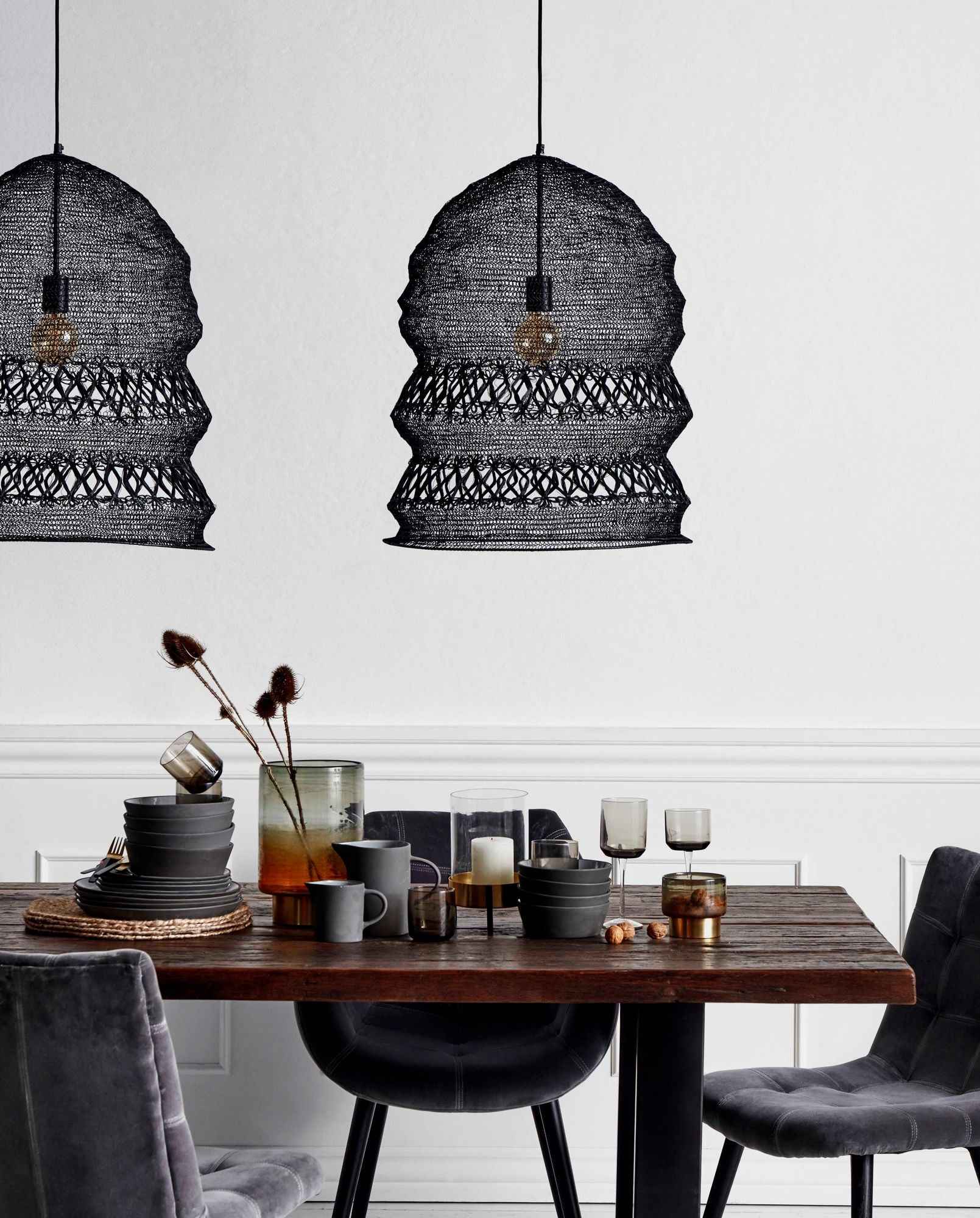 Stoneware bowl, black/white, L