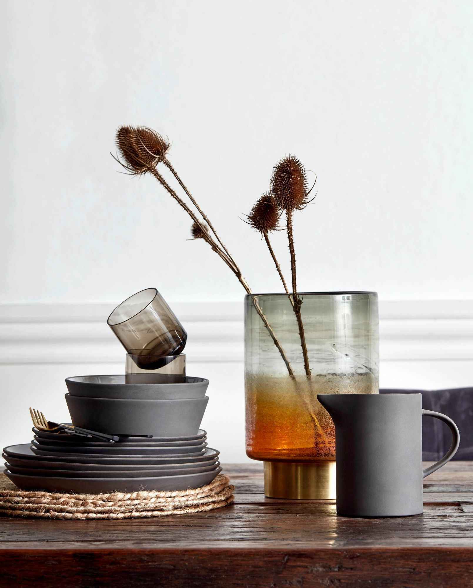 Stoneware bowl, black/white, L