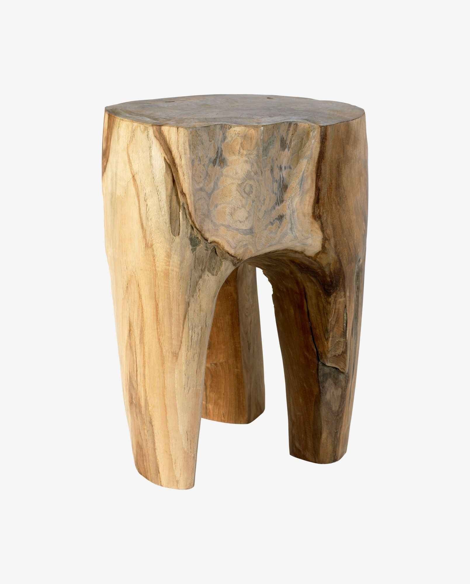 TEAK wooden stool, natural finish