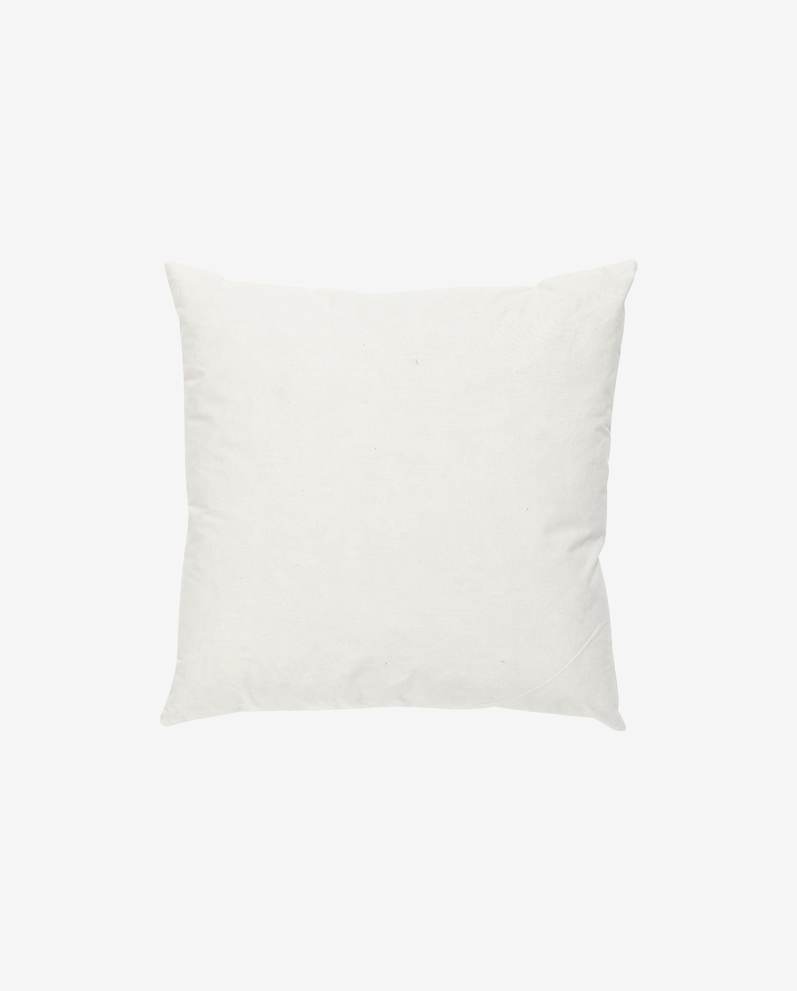 Plain white square throw pillow with soft fabric texture on white background
