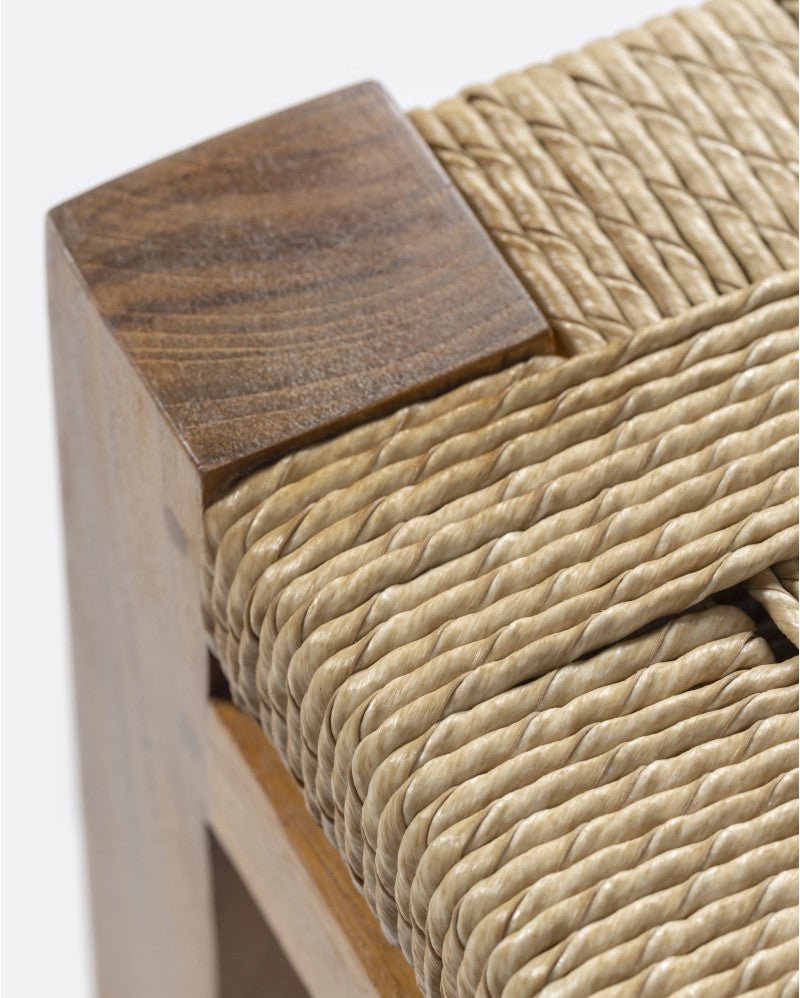 CORA outdoor bench in recycled teak wood and synthetic cord - Bambuá