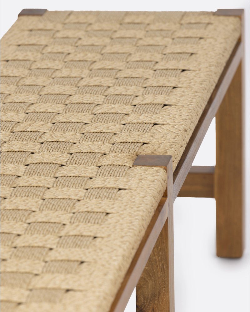CORA outdoor bench in recycled teak wood and synthetic cord - Bambuá