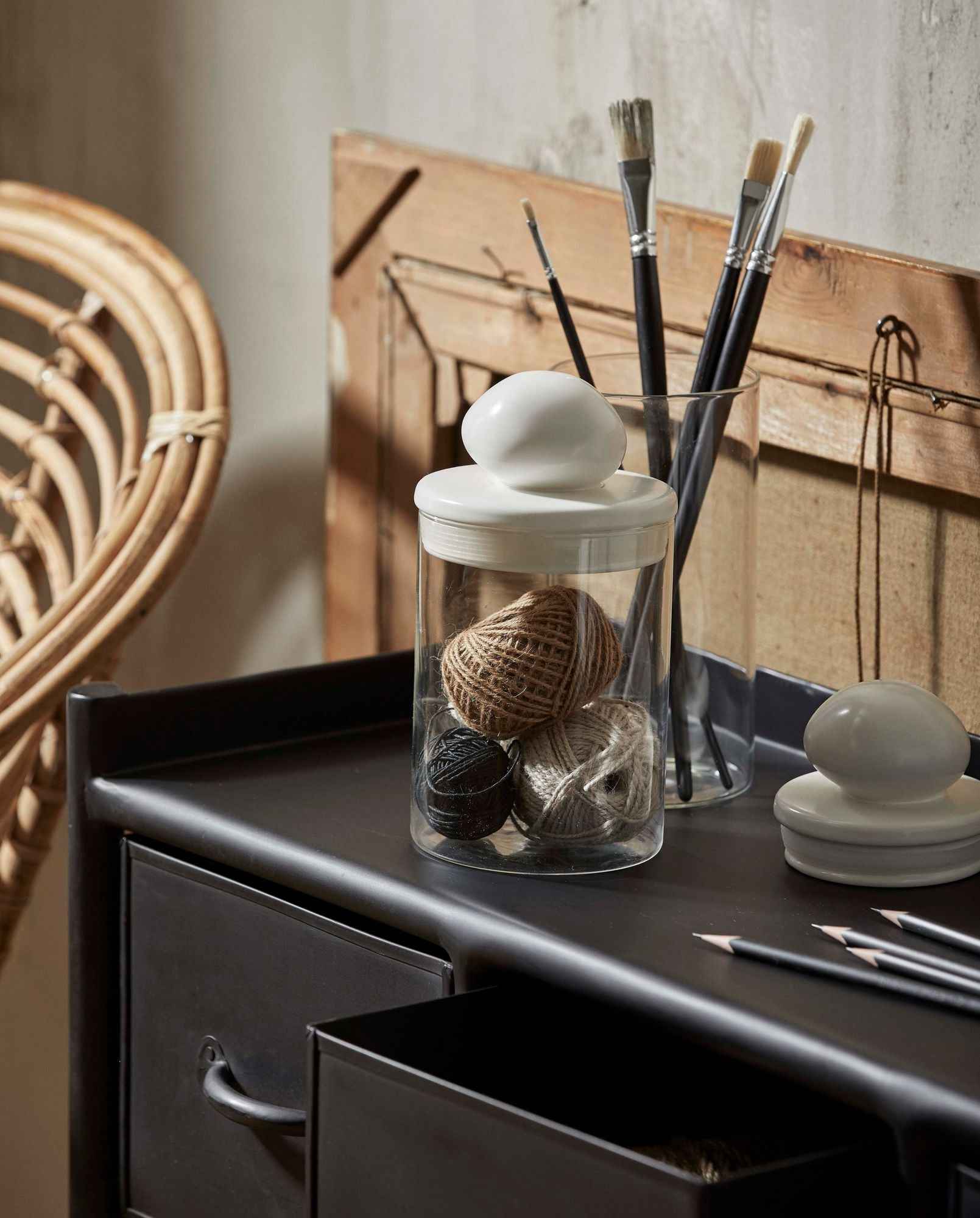 PLUM storage glass w. lid, low - clear