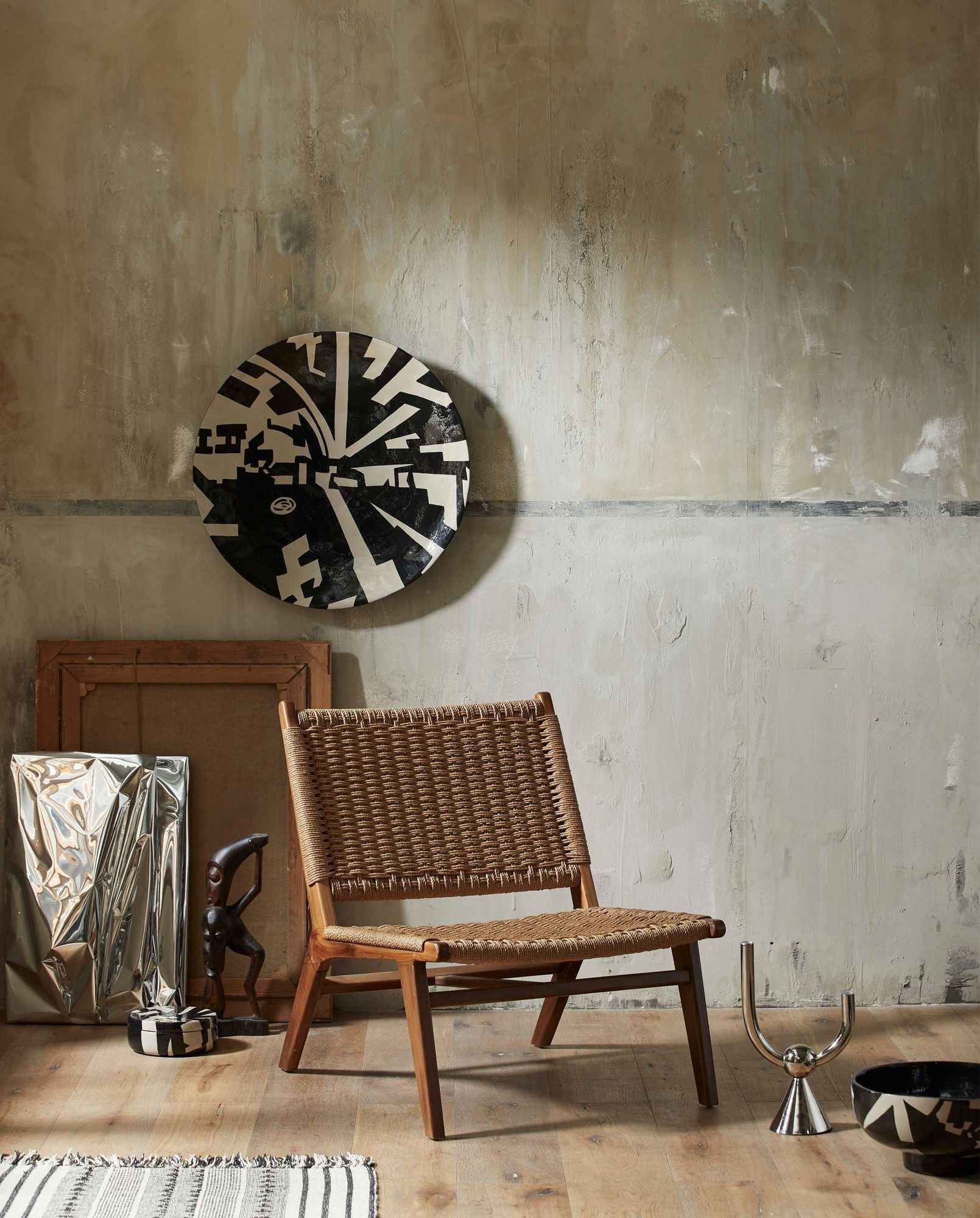 LIPSI deco plate, L - black/beige - Bambuá