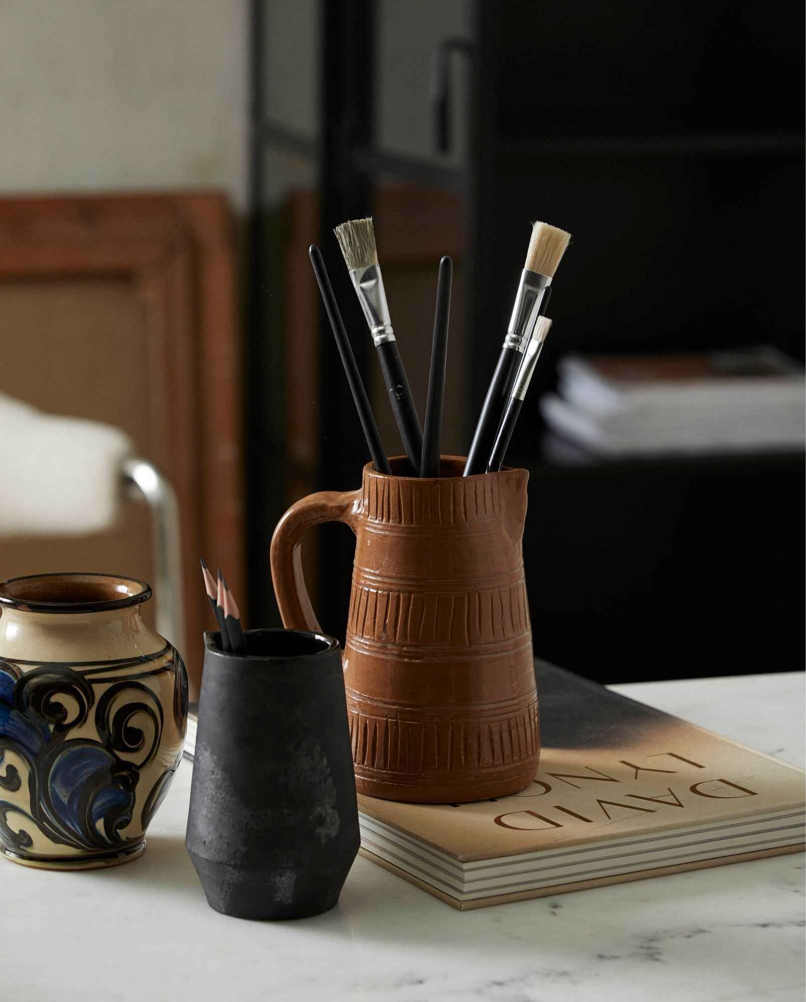 JUNIPER jug w. handle, terracotta - brown