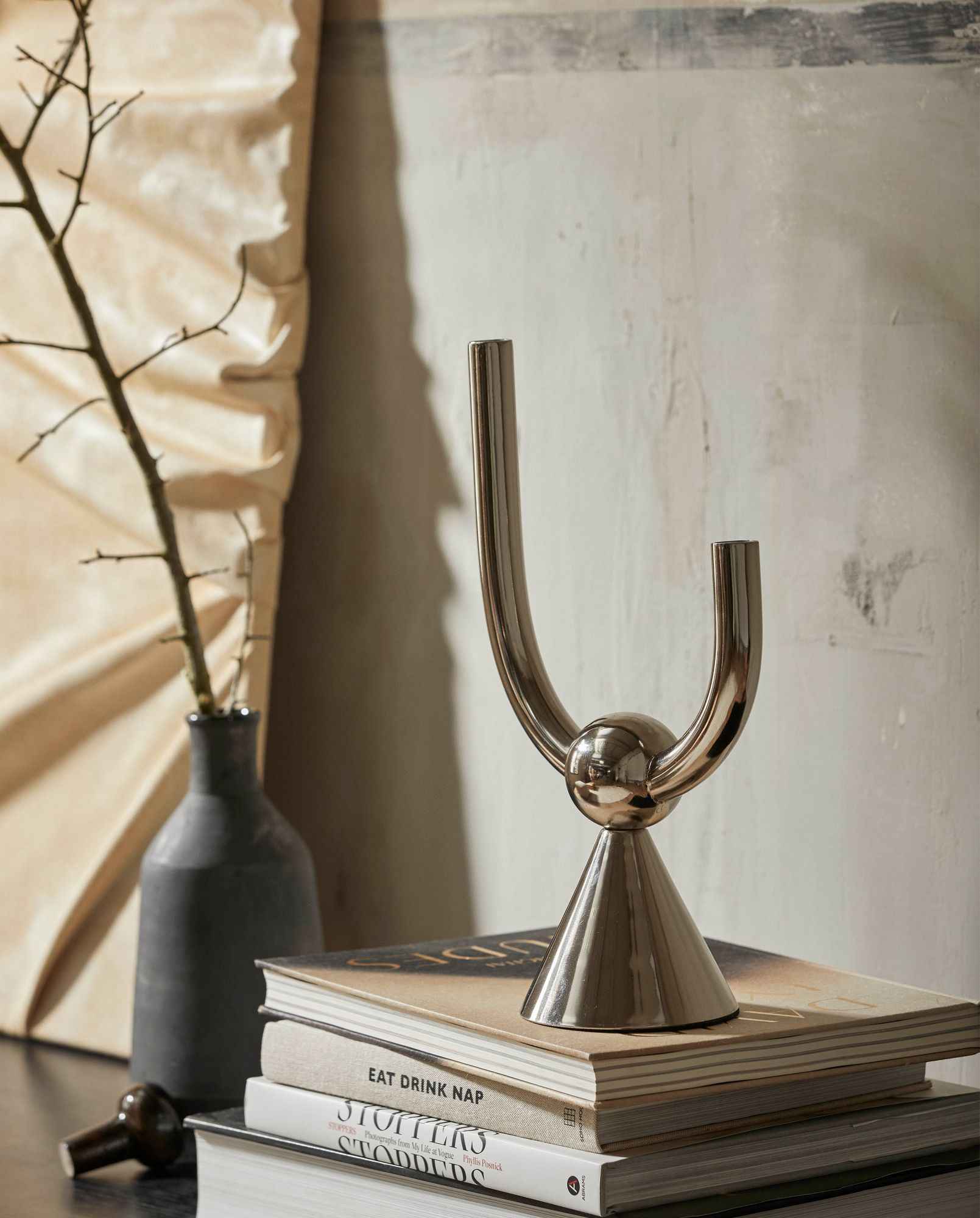 CORFU candle holder - chrome finish - Bambuá