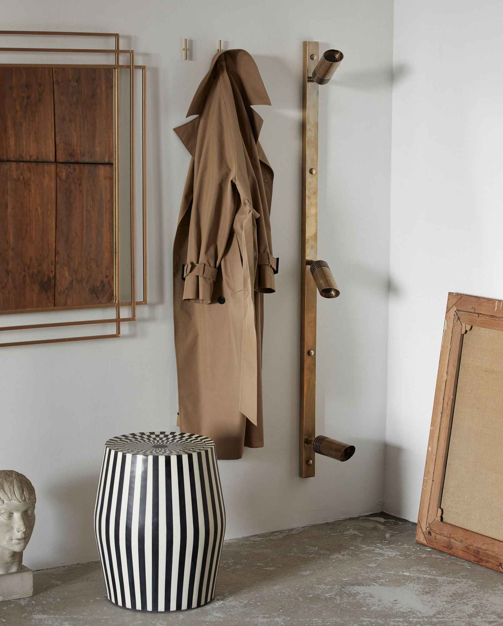 BRAGI wall lamp, 3 spots - brass - Bambuá