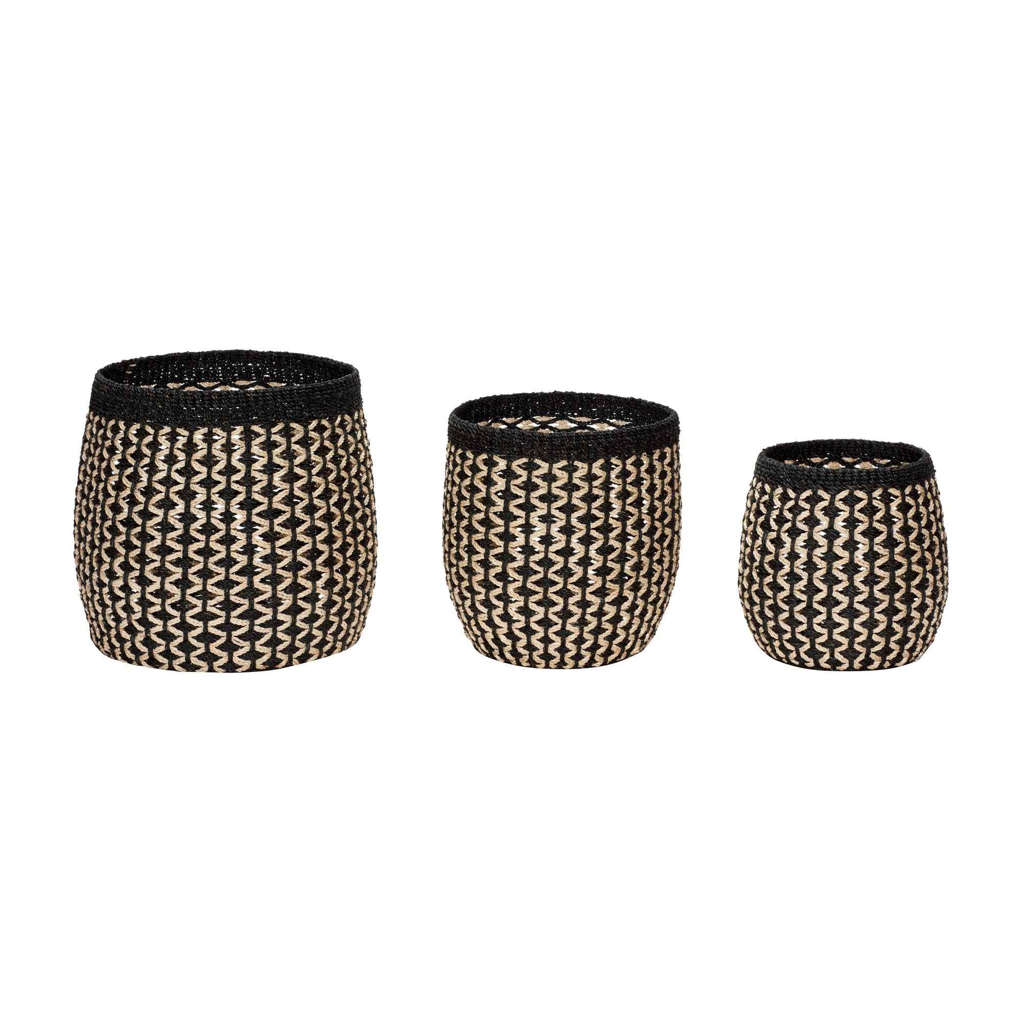 Hübsch Sprout Baskets Black/Natural (set of 3)