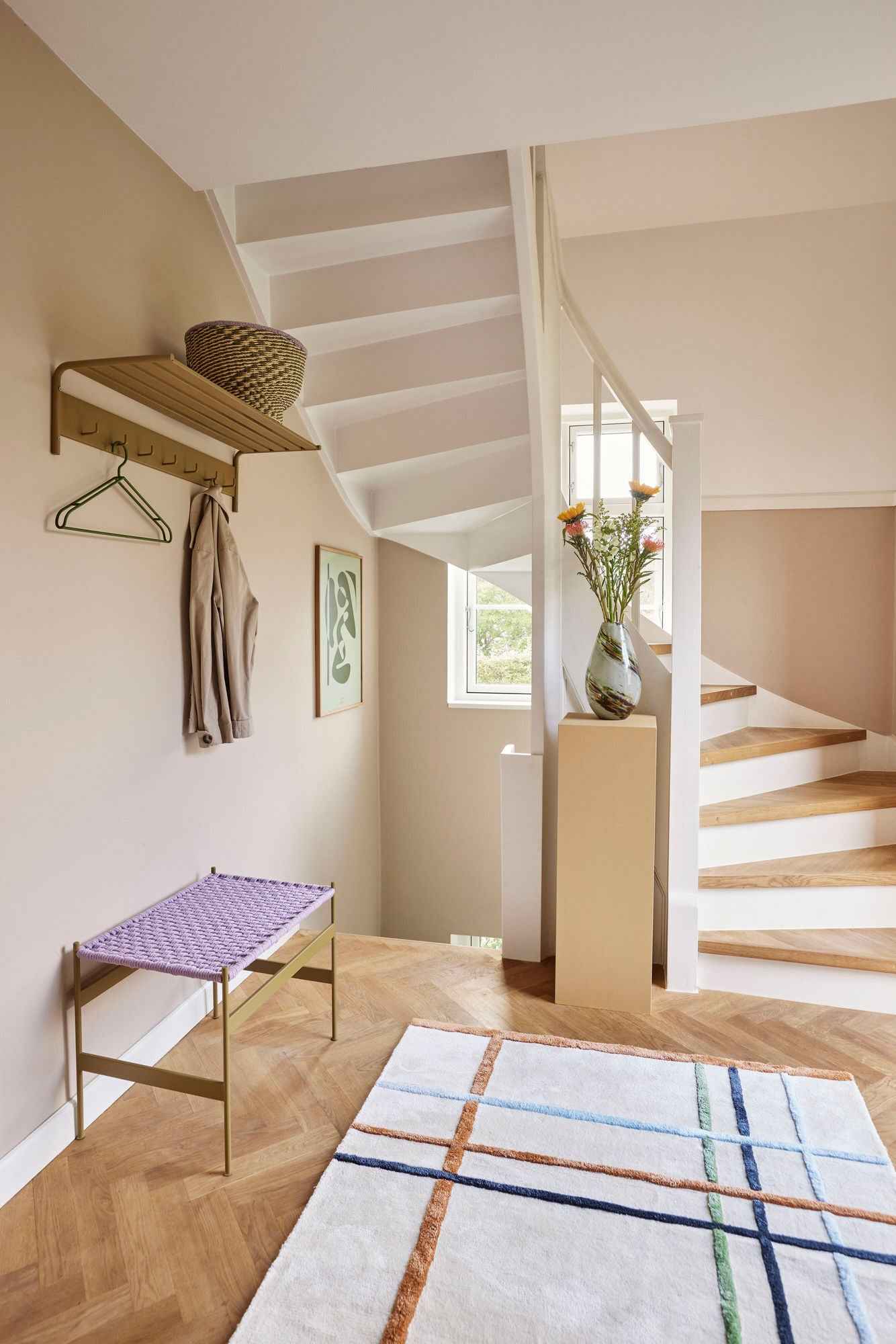 Hübsch Fluffy Rug Beige/Multicolour